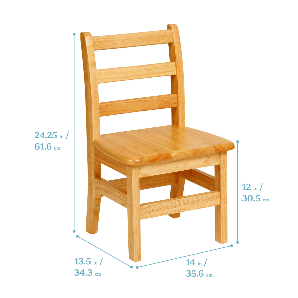 24in x 48in Rectangular Hardwood Table and Four Chairs, 12in Seat Height, 5-Piece
