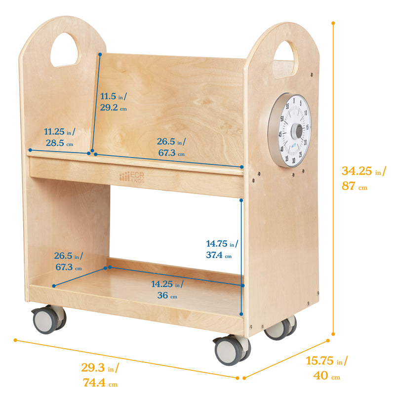 Mobile Book Cart with Countdown Timer, Classroom Bookshelf