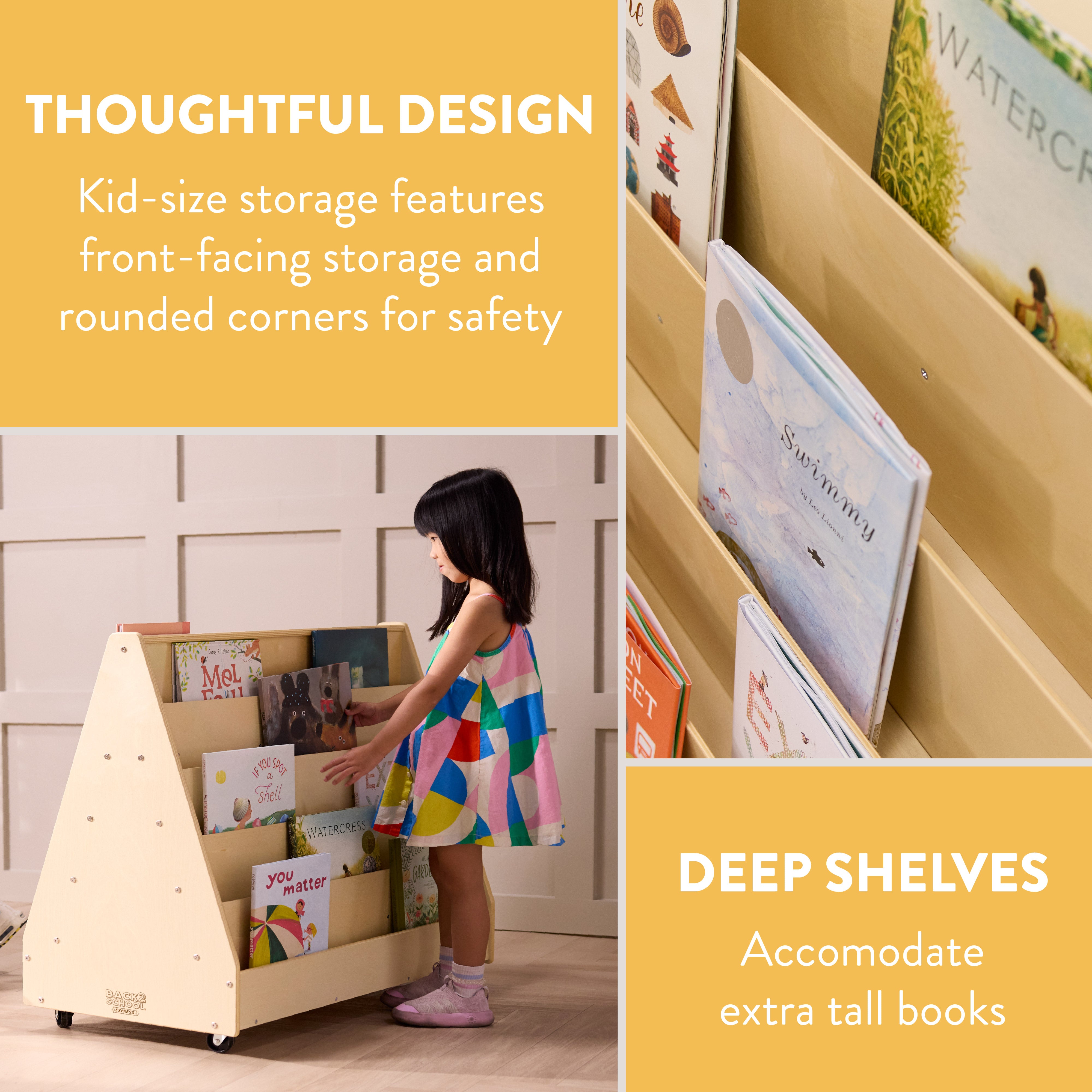 5-Tier Mobile Double-Sided Book Shelf