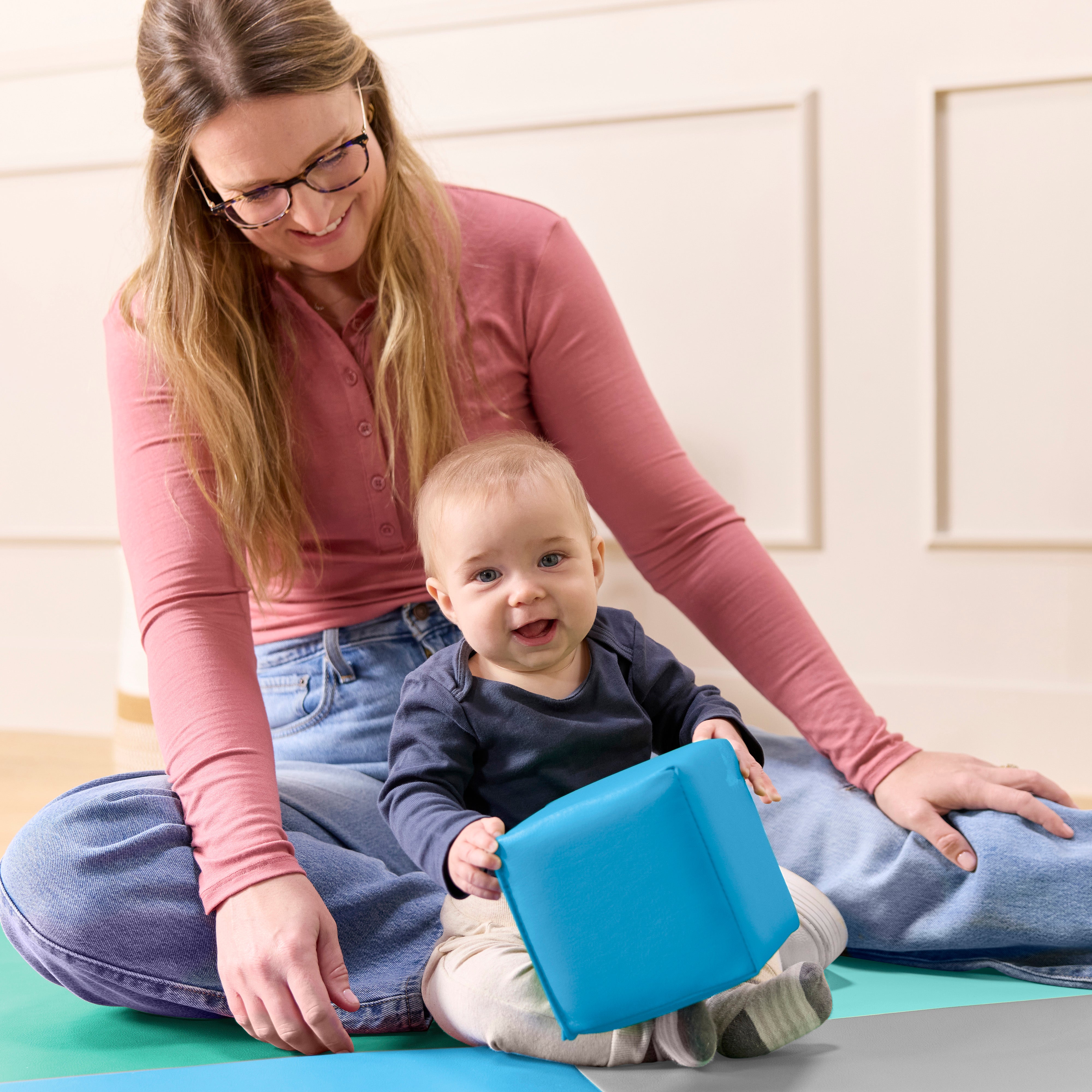 Quad Fold-N-Go Activity Mat and Patchwork Toddler Blocks, 13-Piece