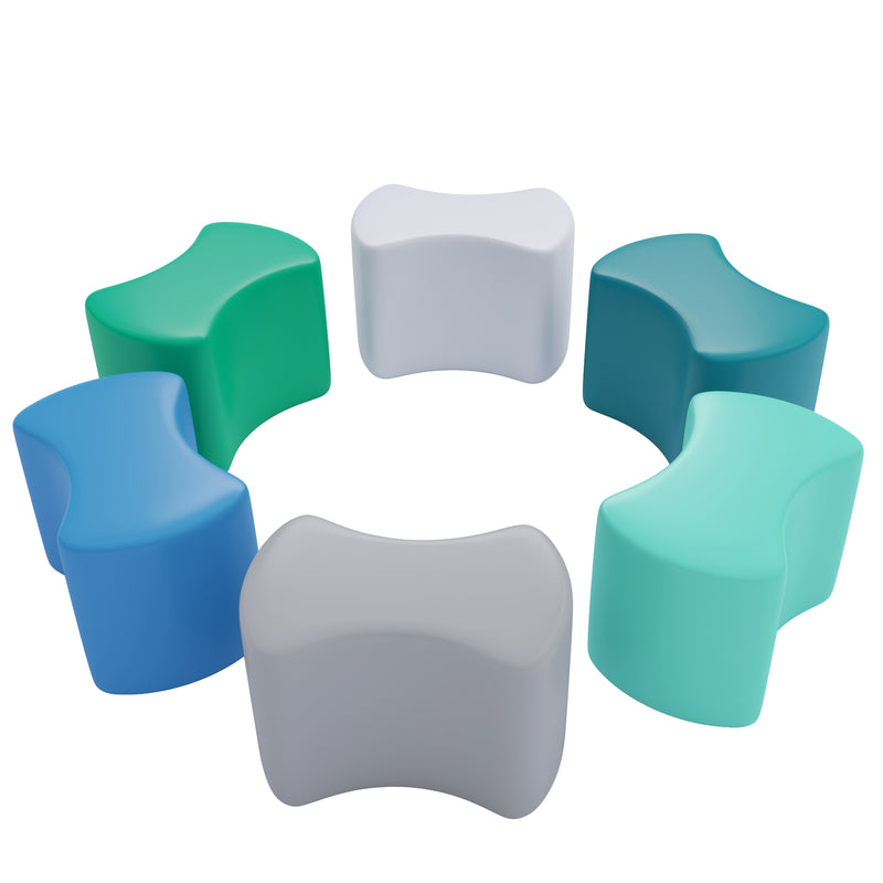 Toddler Modular Stool Set, Butterfly Shaped Foam Seats, 10in Seat Height, 6-Piece