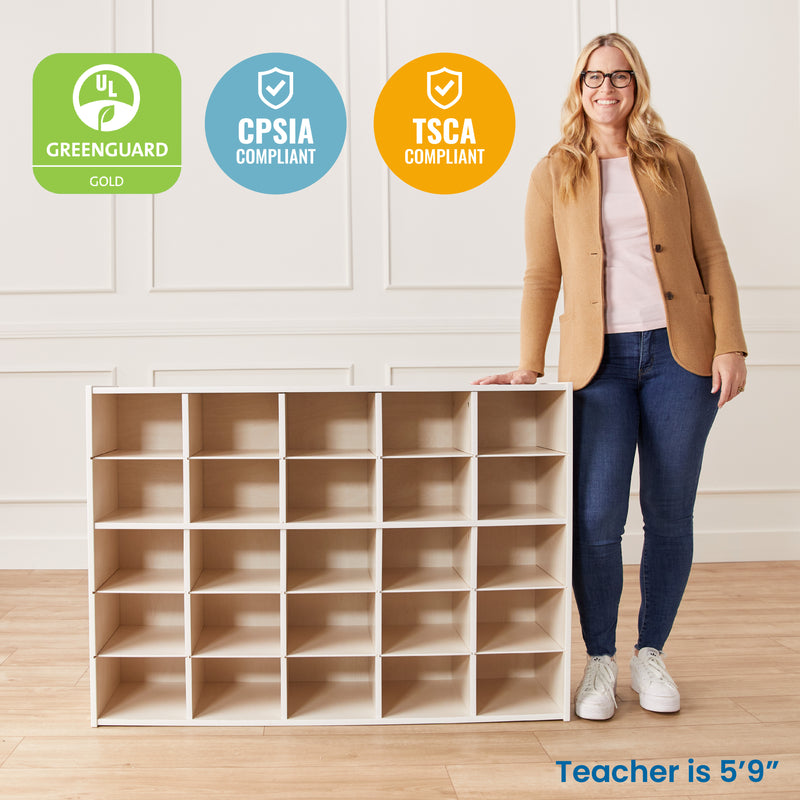 Streamline 25 Cubby Tray Storage Cabinet, 5x5, Classroom Furniture