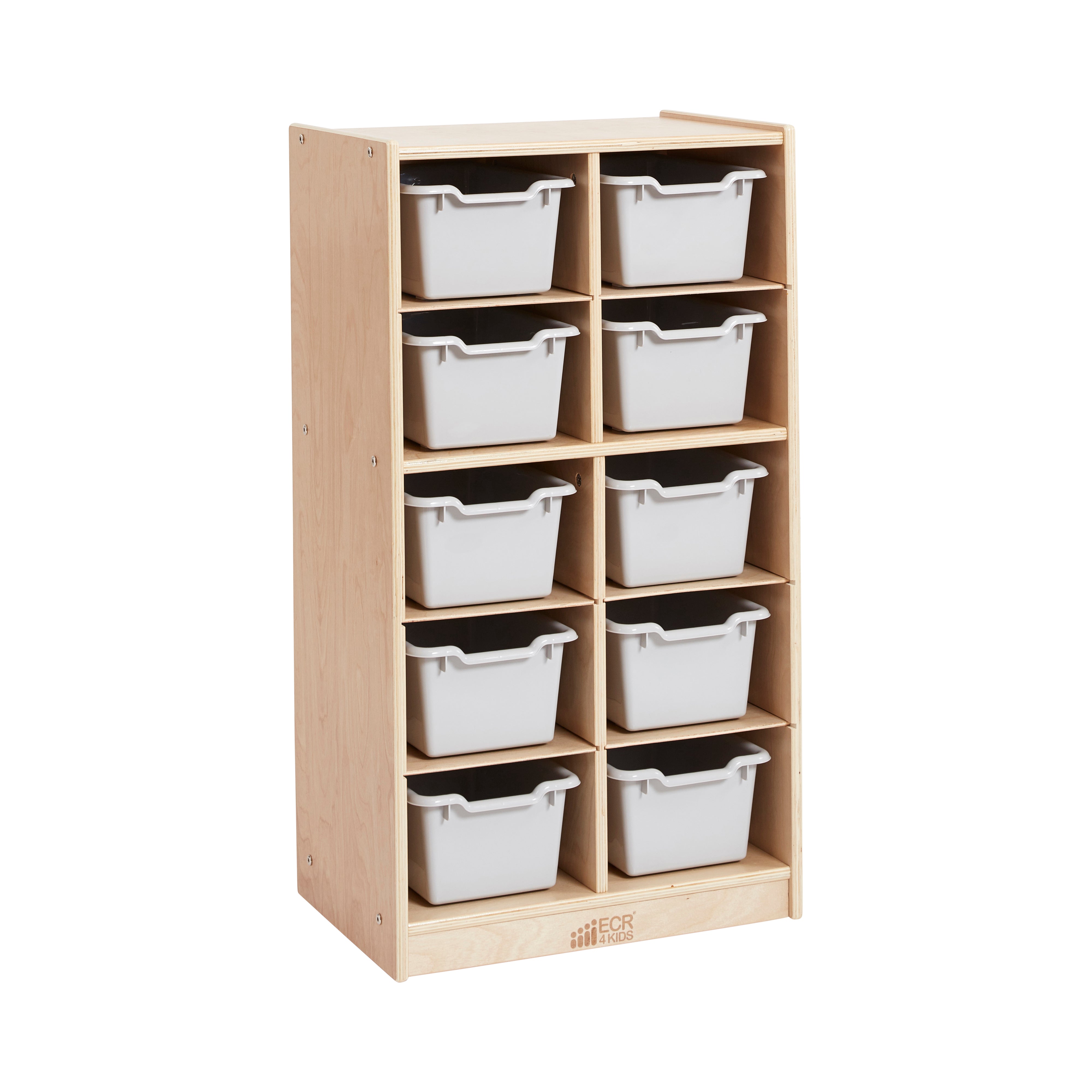 10 Cubby Mobile Tray Cabinet with 10 Scoop Front Storage Bins