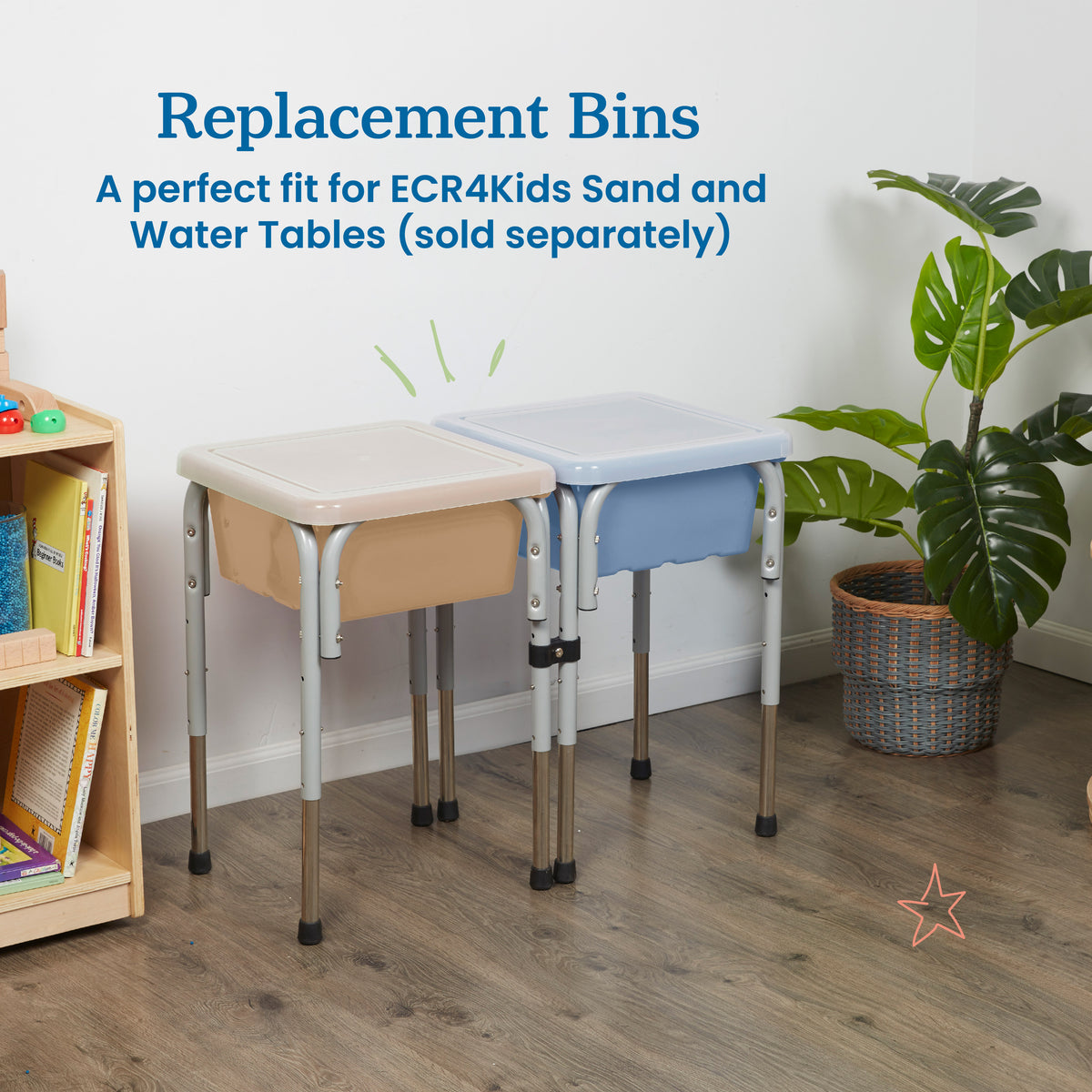 Stackable Square Bins with Non-Snap Lids, 2-Pack
