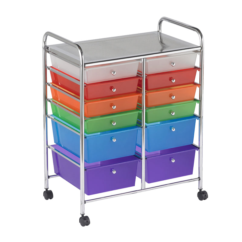 0613JC 12 Paper-Tray Mobile Storage with Color Trays