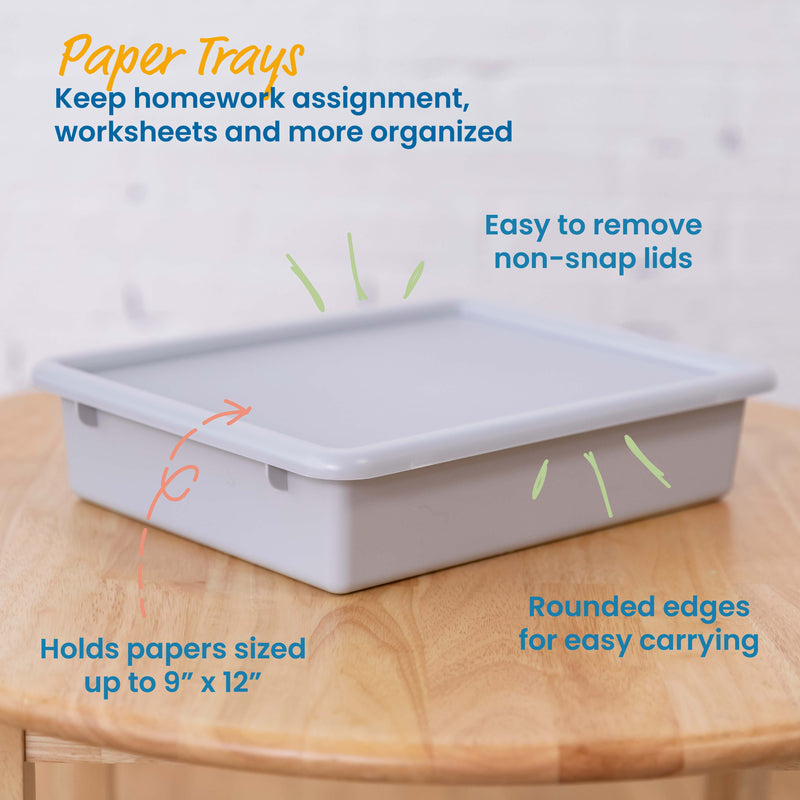 Letter Size Tray with Lid, Flat Storage Bin, 10-Pack