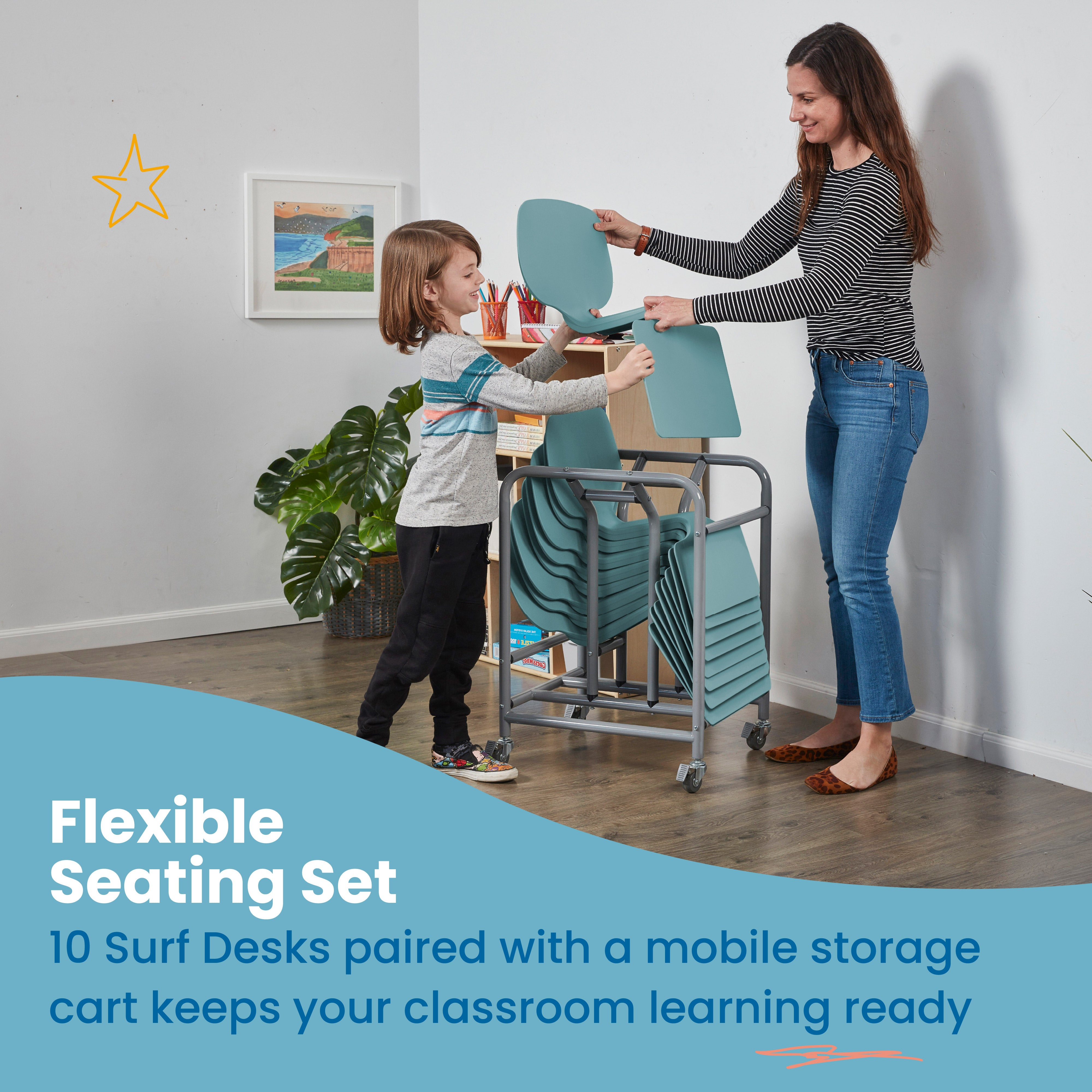 The Surf Portable Lap Desk with Mobile Storage Cart, 10-Pack