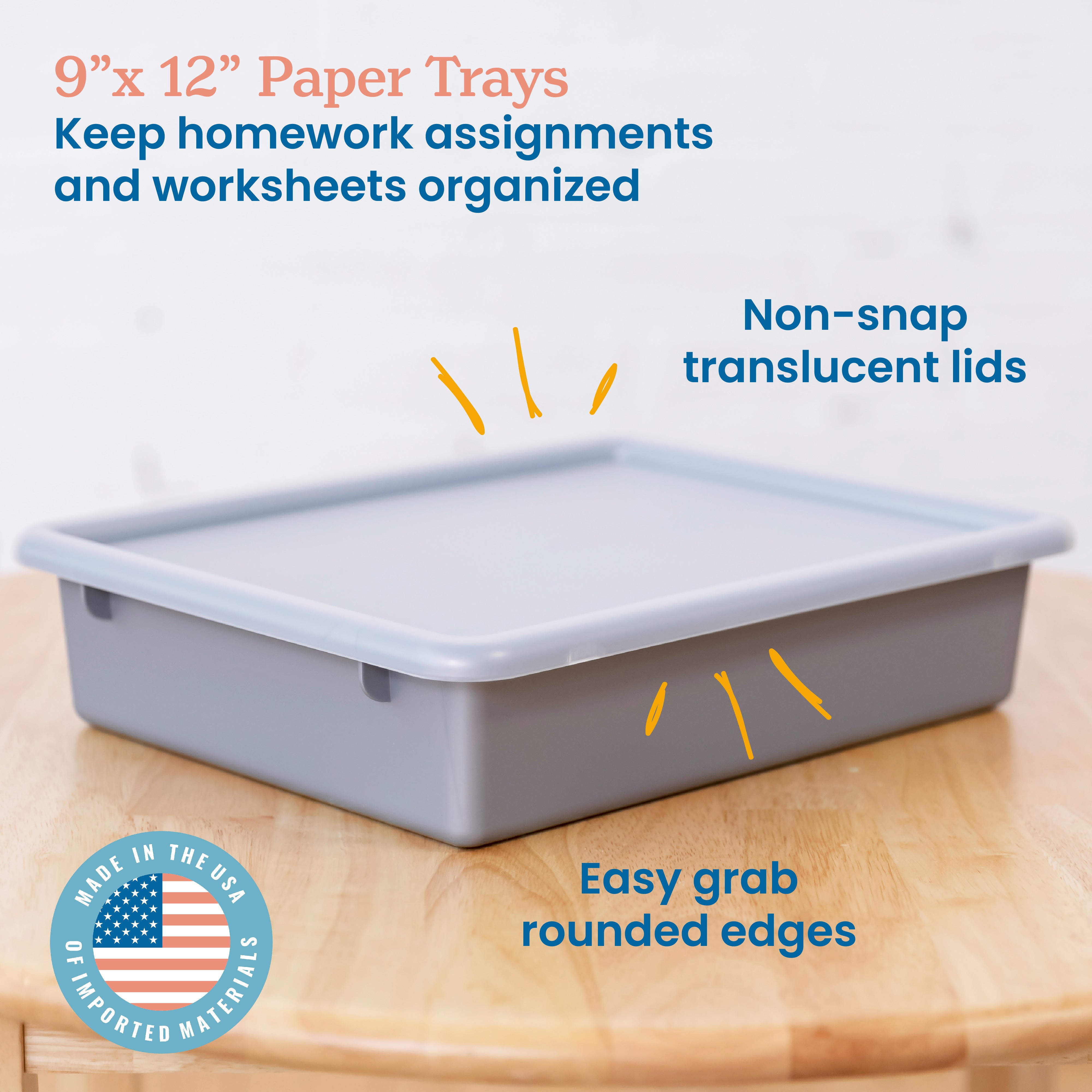 10-Section Storage Locker and Letter Size Trays with Lids, Natural, Classroom Furniture
