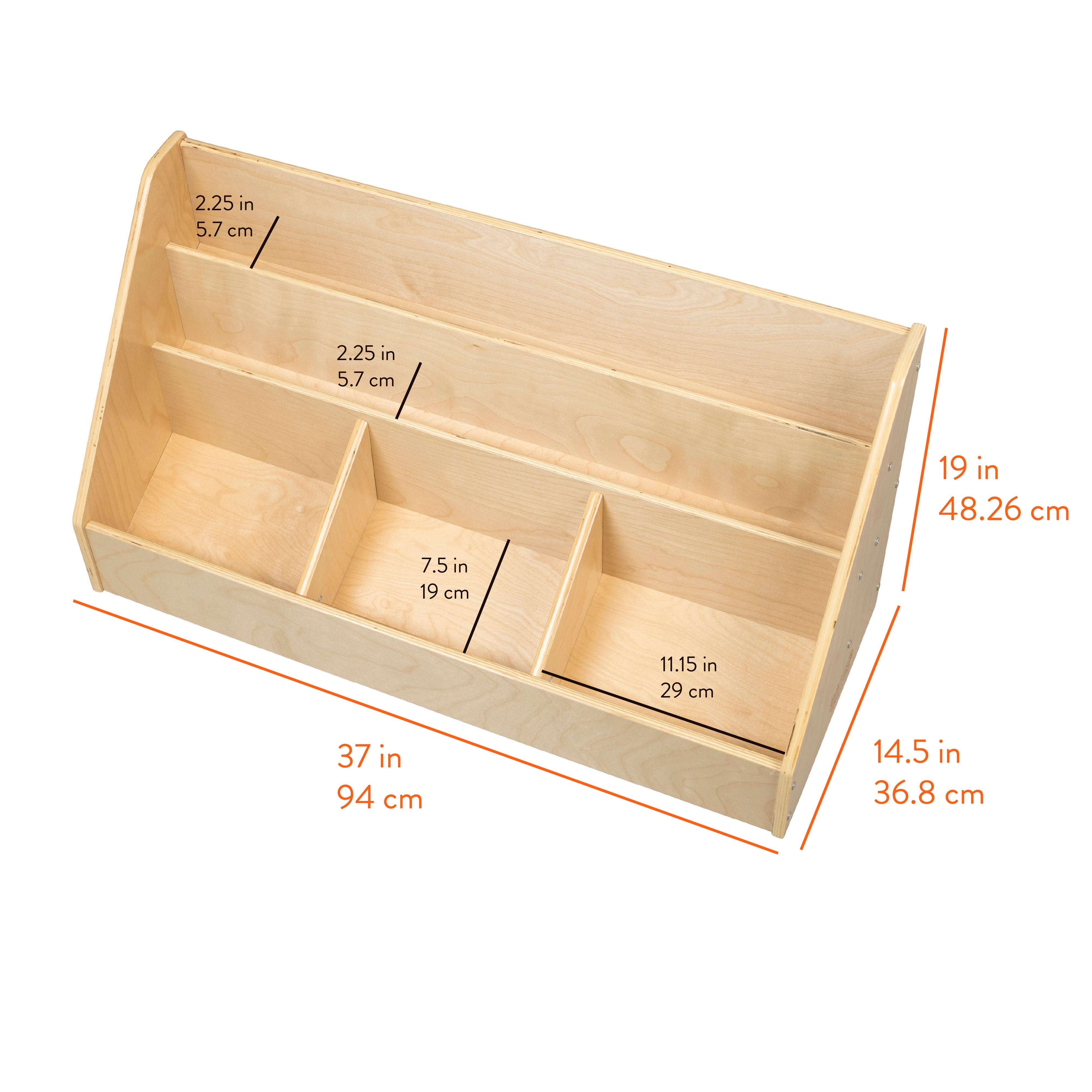 3-Tier Book Display with Storage Compartments