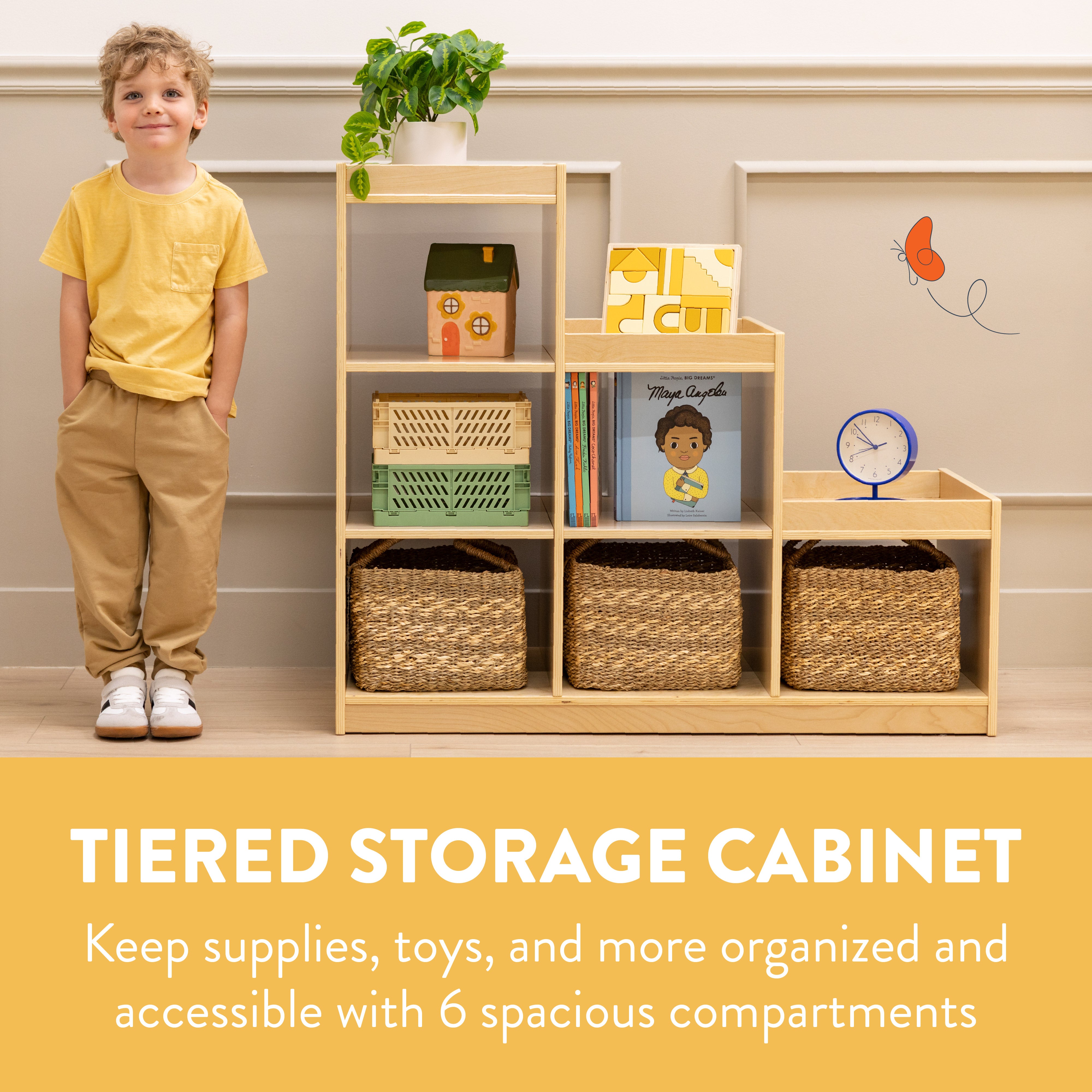 6-Compartment Tiered Storage Cabinet