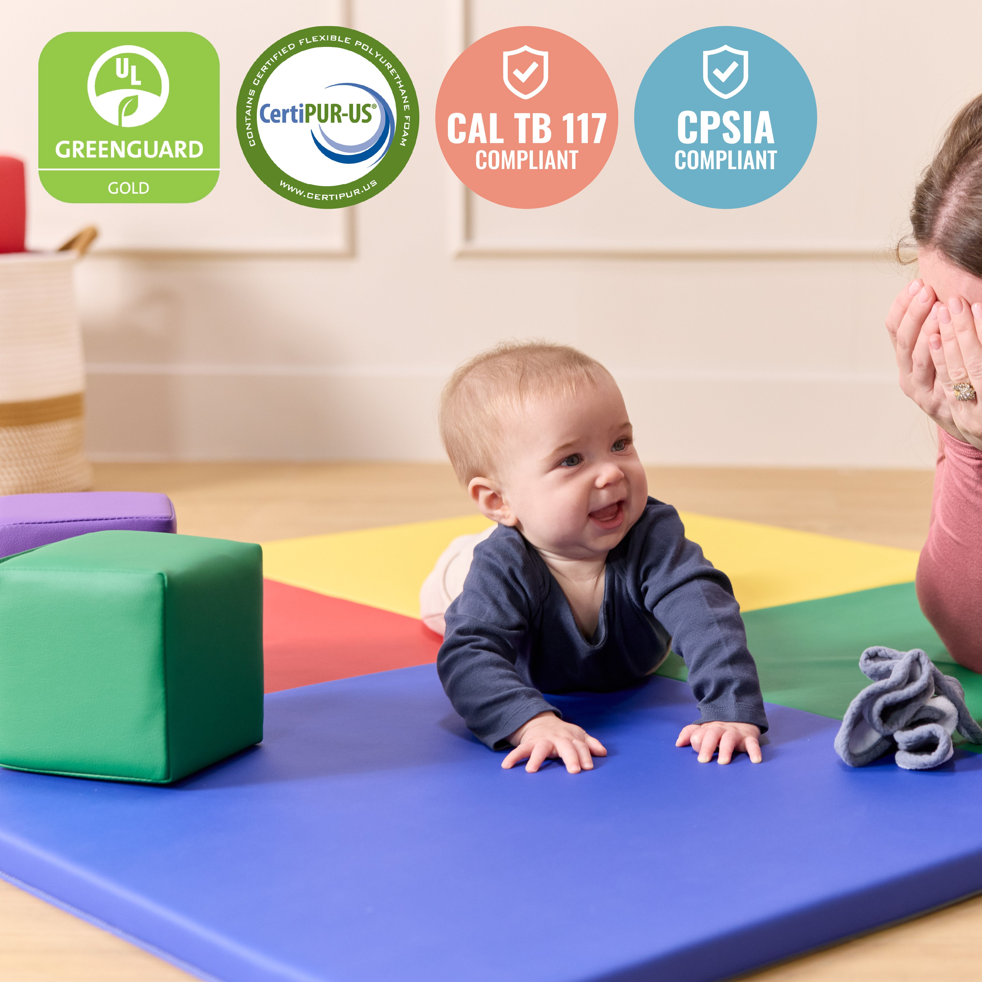 Quad Fold-N-Go Activity Mat and Patchwork Toddler Blocks, 13-Piece