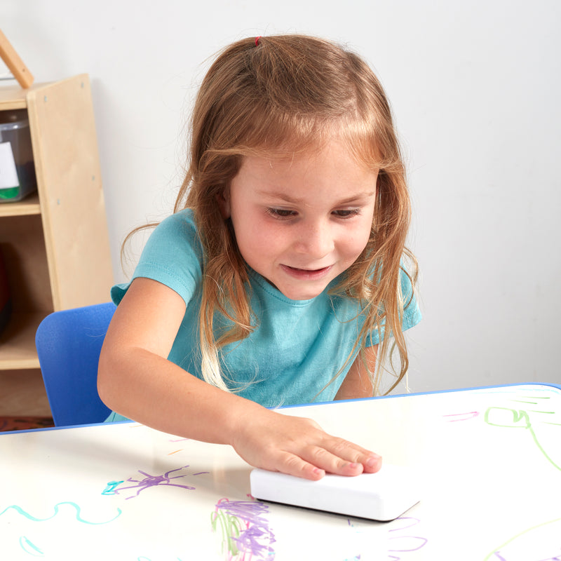 Square Dry-Erase Activity Table and 2 Adjustable Height Plastic Chairs, 3-Piece