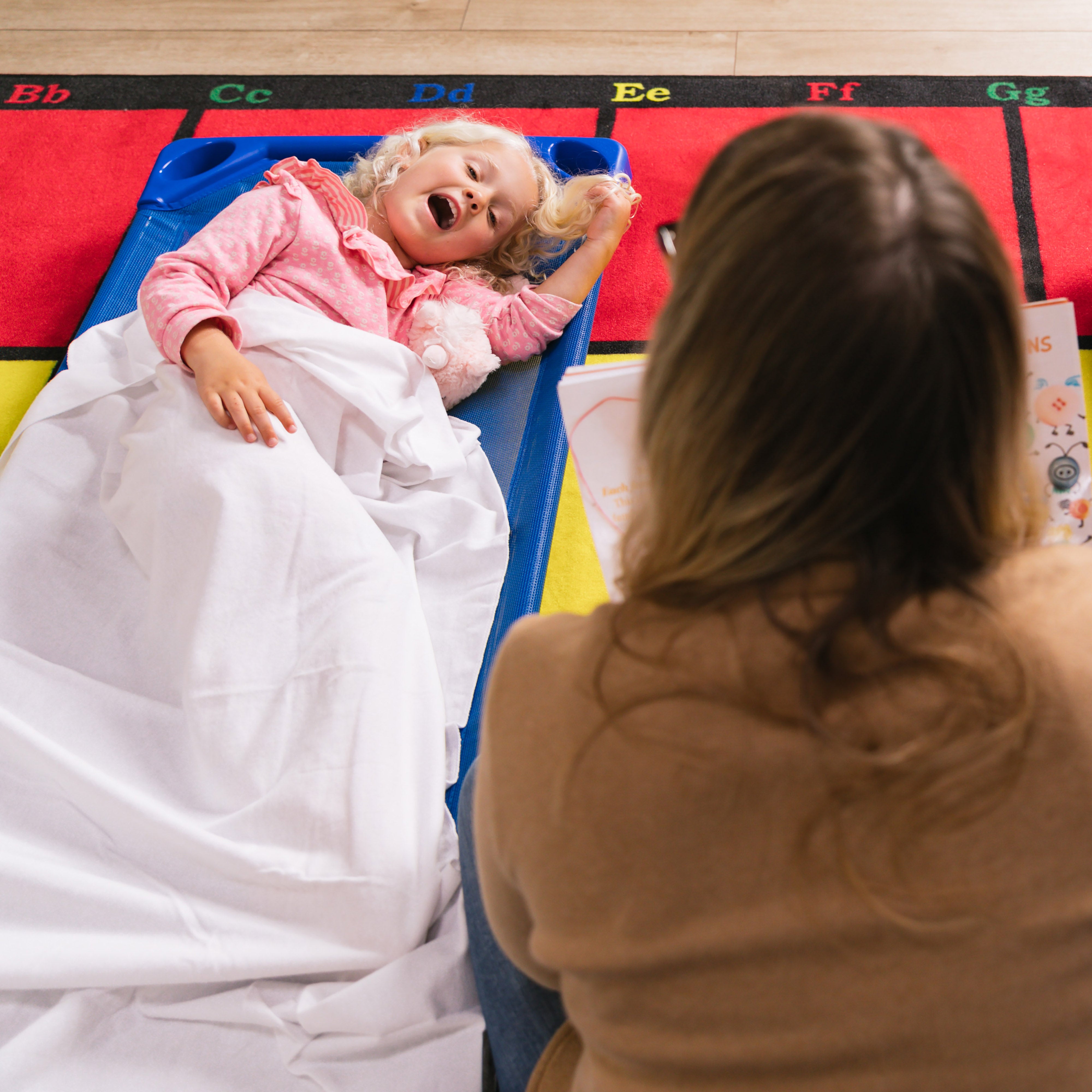 Preschool Rest & Recharge Package with Standard Stackable Kiddie Cots, Sheets, Blankets and Cot Trolley