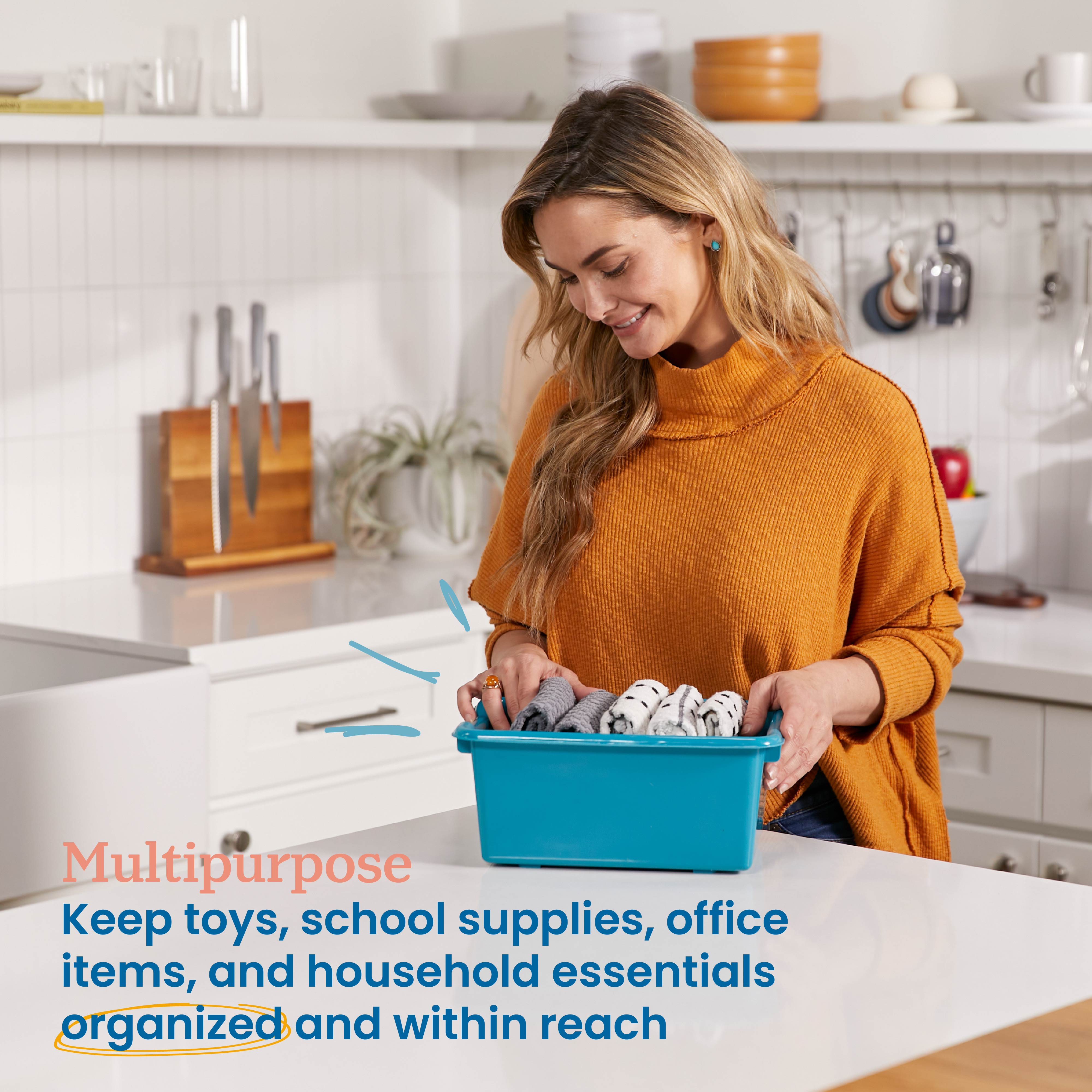 Scoop Front Plastic Storage Bins, 15-Piece