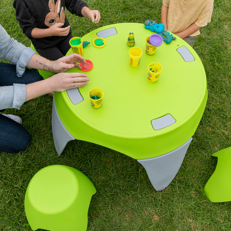Ayana Table and Stool Set, Colorful Plastic Table and Chairs, Indoor/Outdoor