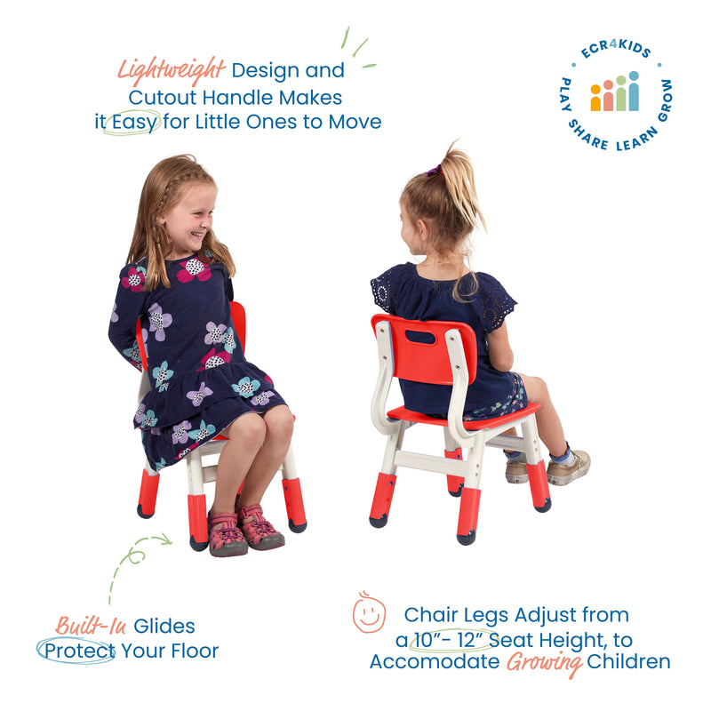 Adjustable Height Plastic Classroom Chairs, 2-Pack