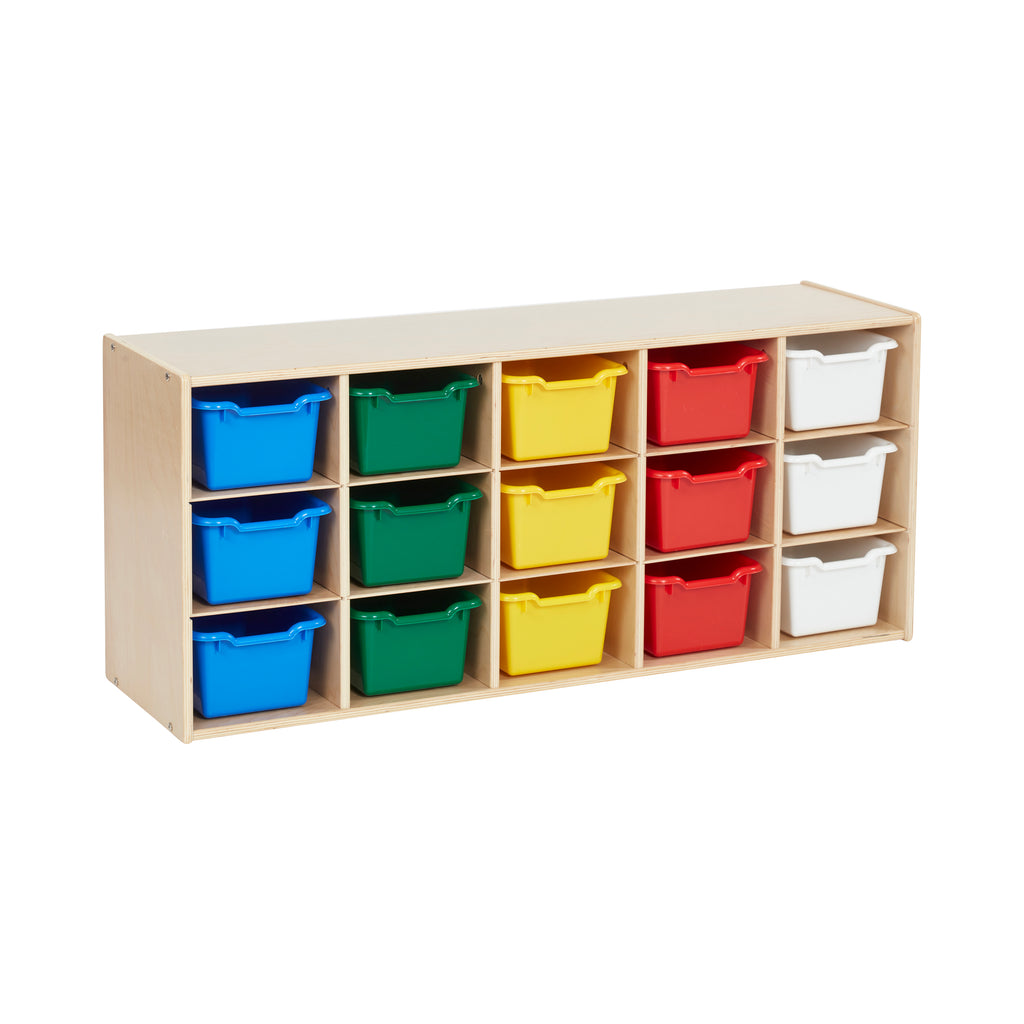 Streamline 15 Cubby Tray Storage Cabinet, 3x5, Classroom Furniture