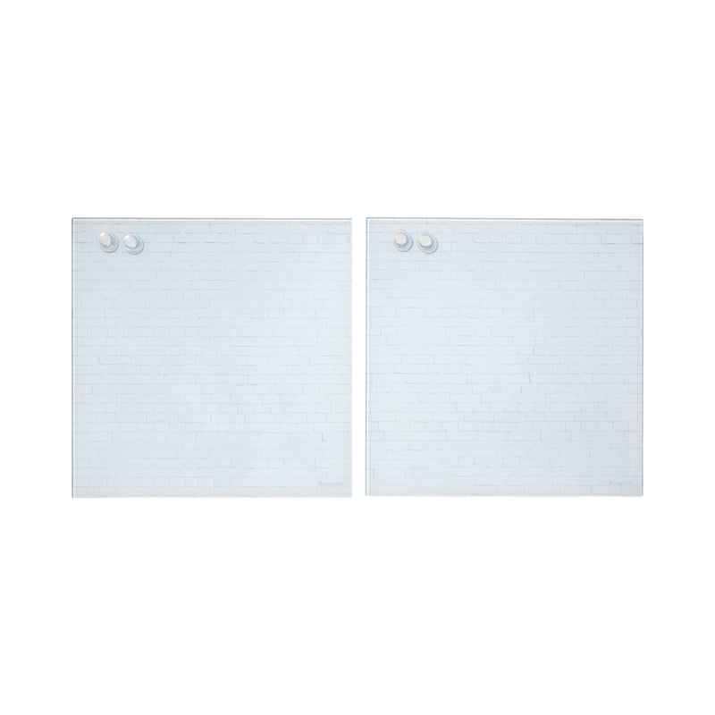 Magnetic Dry-Erase Glass Board with Magnets, 17.5in x 17.5in, Wall-Mounted Whiteboard, 2-Pack