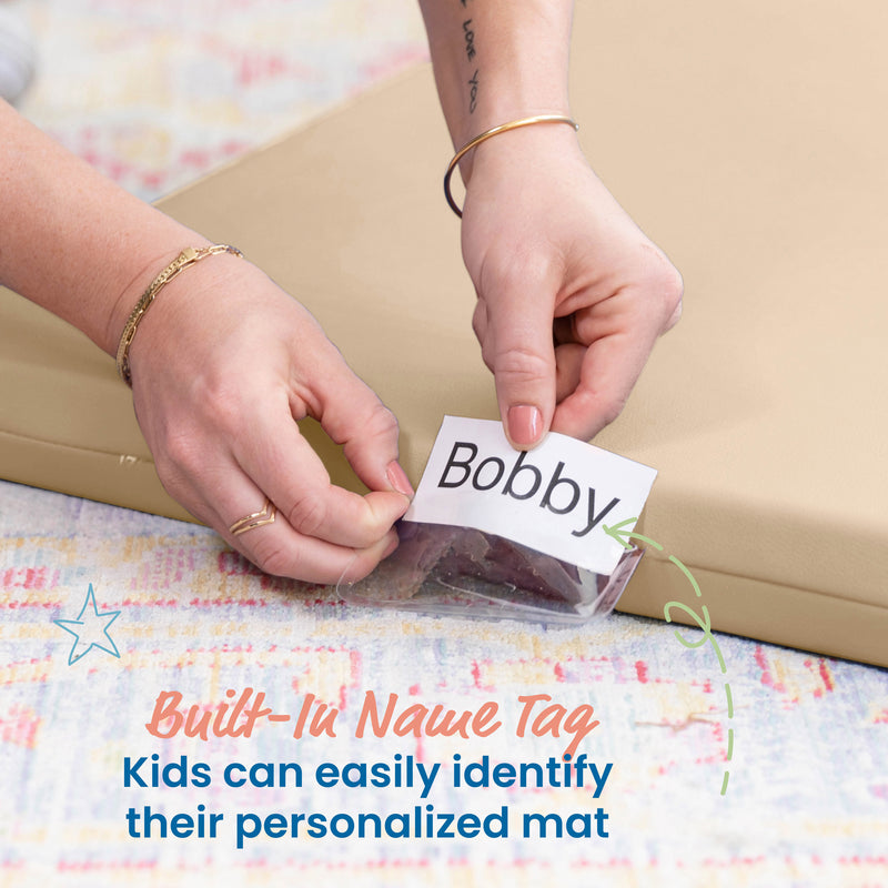Rainbow Rest Nap Mats, Clear Name Tag Holder, 2in Thick - 5-Pack