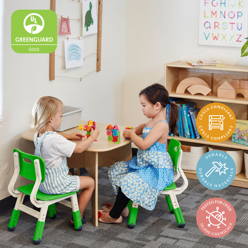 Adjustable Height Plastic Classroom Chairs, 2-Pack