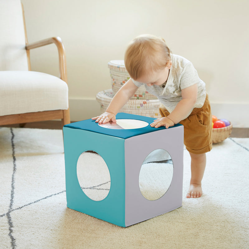 Mirror Cube, Soft Sensory Tummy Time Toy for Infants and Babies