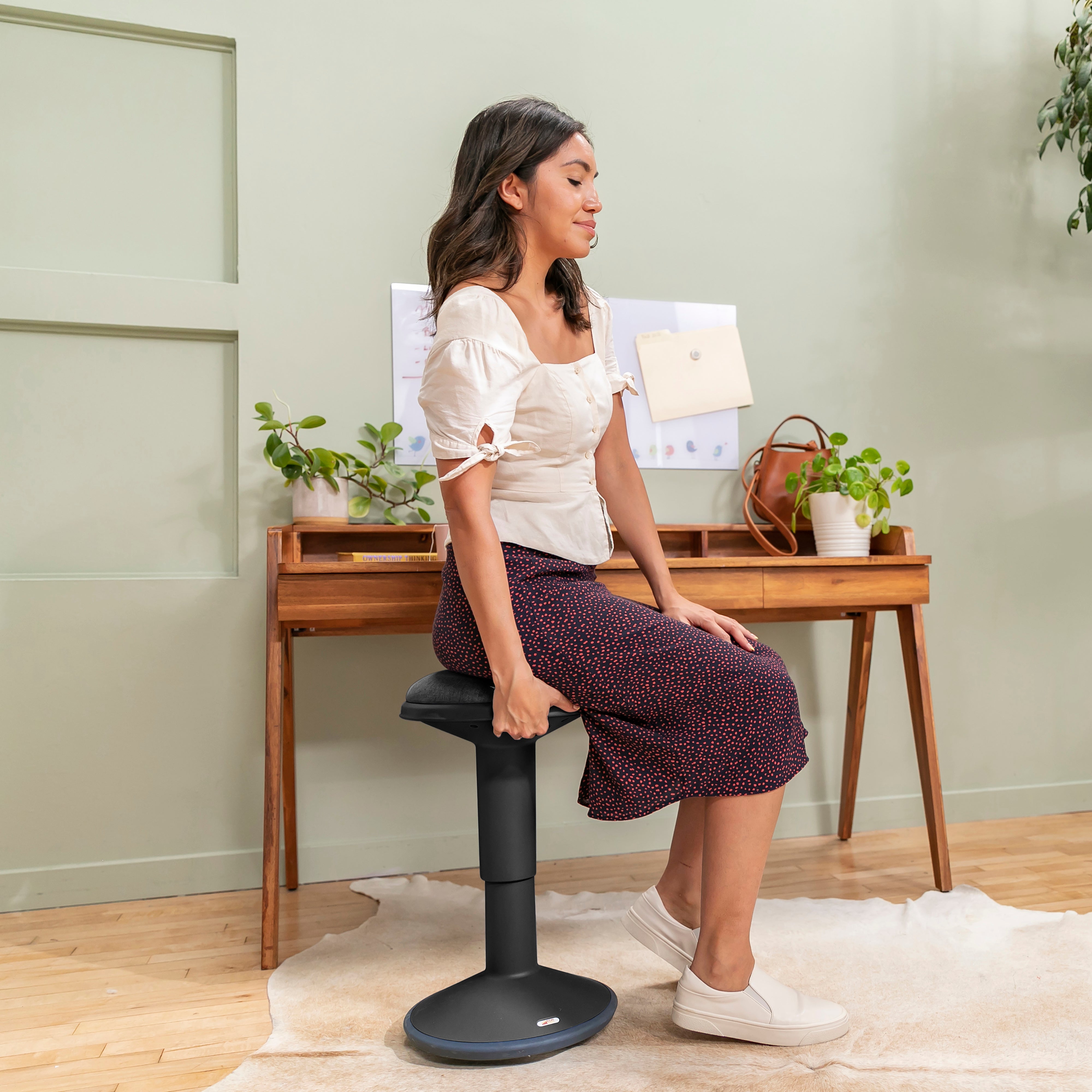 Sitwell Wobble Stool with Cushion, Adjustable Height