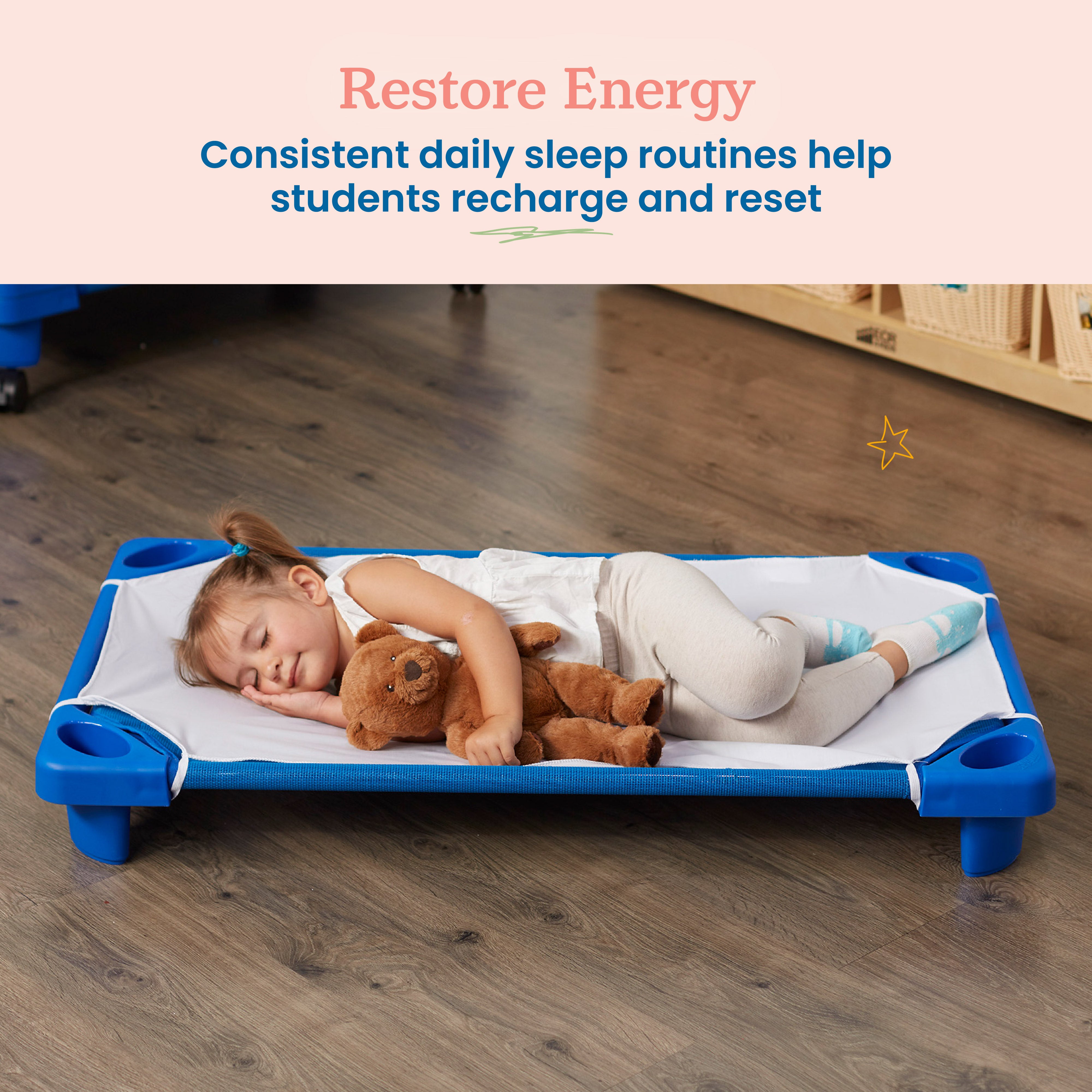 Stackable Kiddie Cots and Sheets with Universal Cot Trolley, Toddler Size, Ready-to-Assemble, 6-Pack