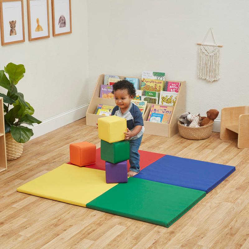 Fold-N-Go Activity Mat and Patchwork Toddler Foam Block Playset