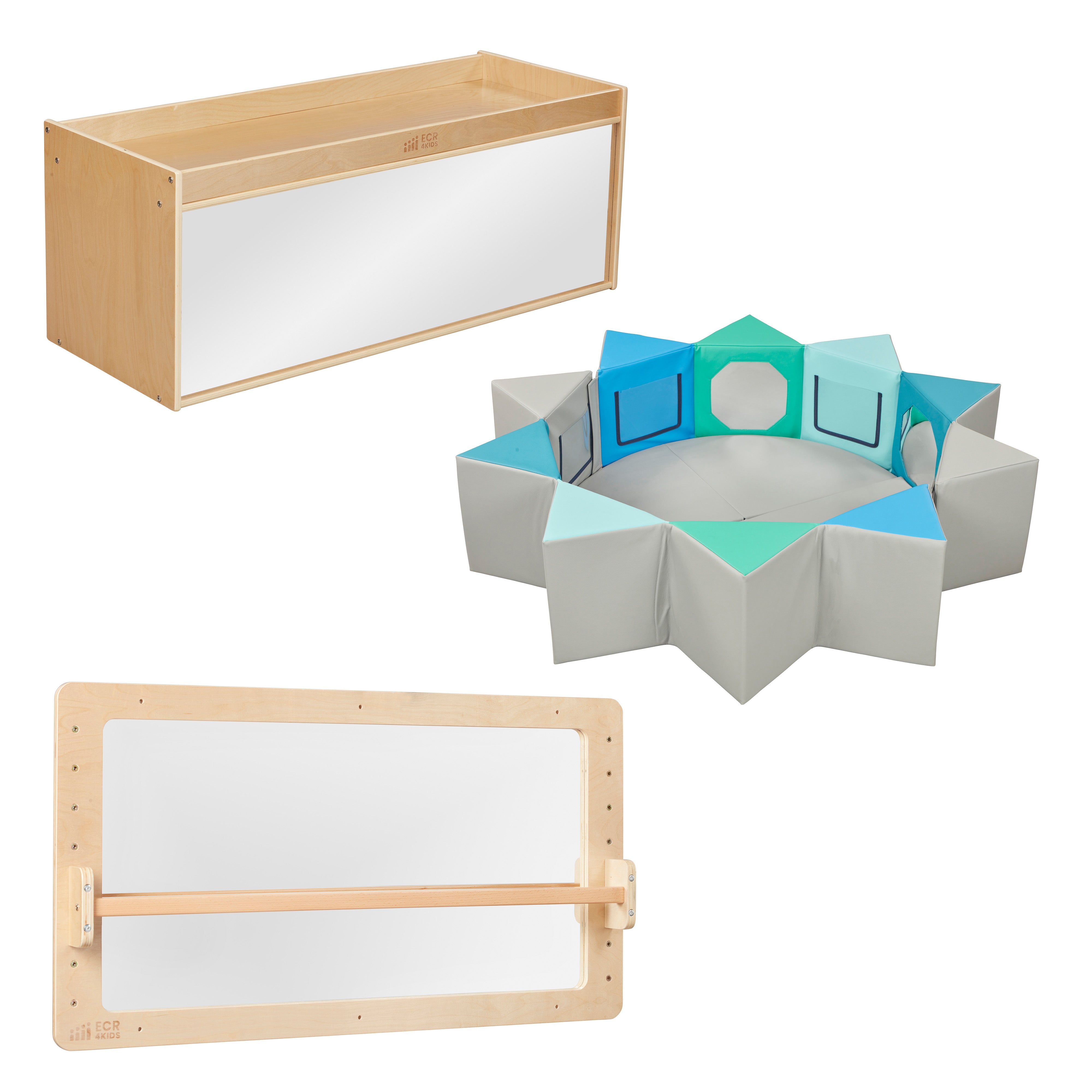 Infant Sensory Exploration Package with Coordination Mirror,  Activity Center and Storage Cabinet