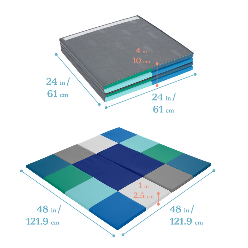 Square Dance Activity Play Mat, Colorful Tummy Time Folding Foam Mat