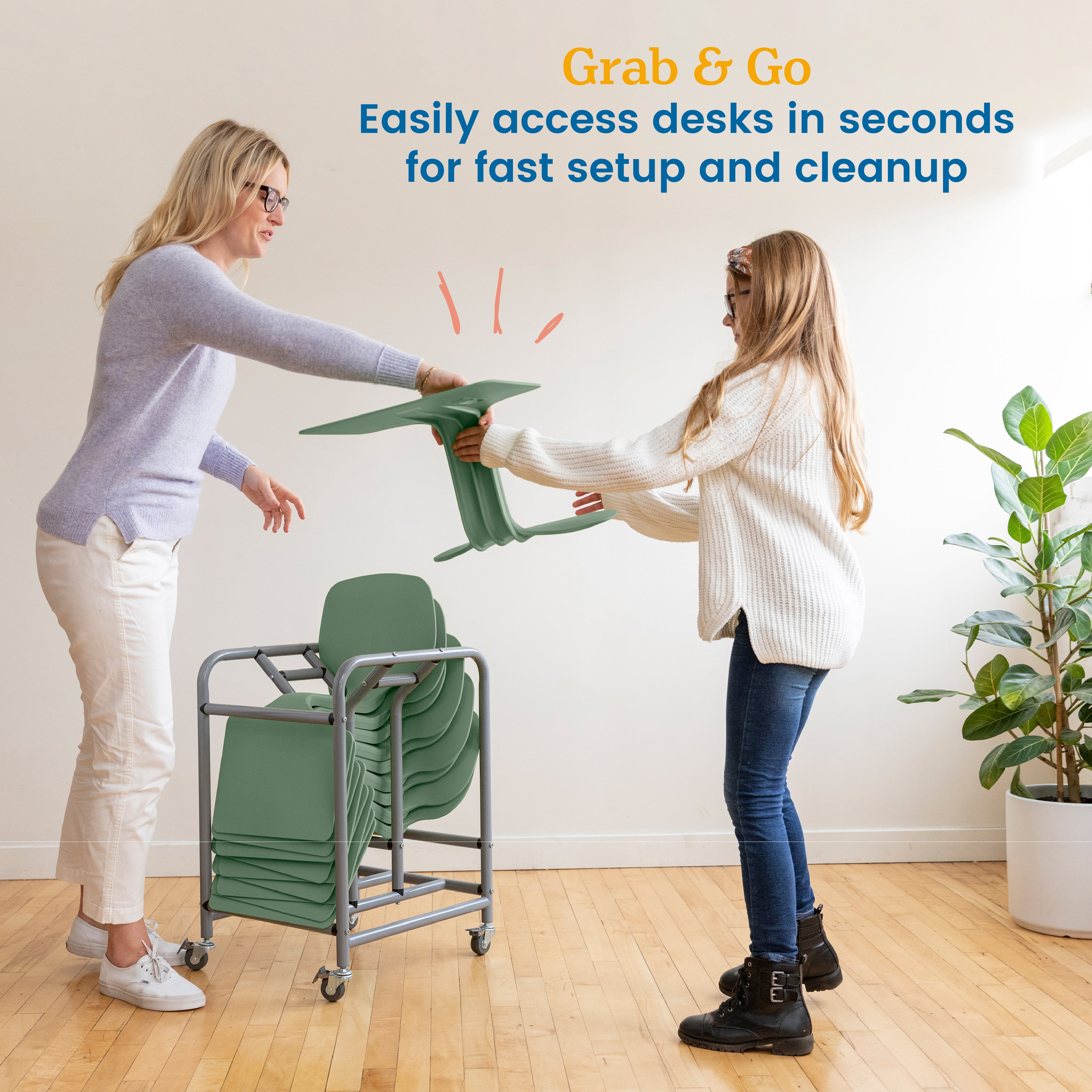 The Surf Storage Rack, Stores 10 Portable Lap Desks, Cart with Rolling and Locking Casters