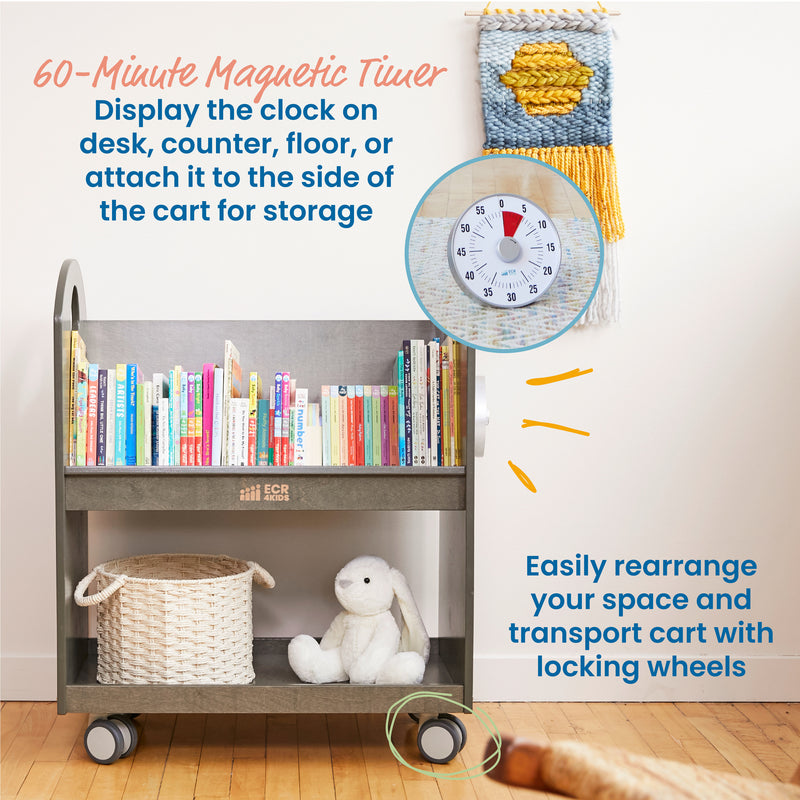 Mobile Book Cart with Countdown Timer, Classroom Bookshelf