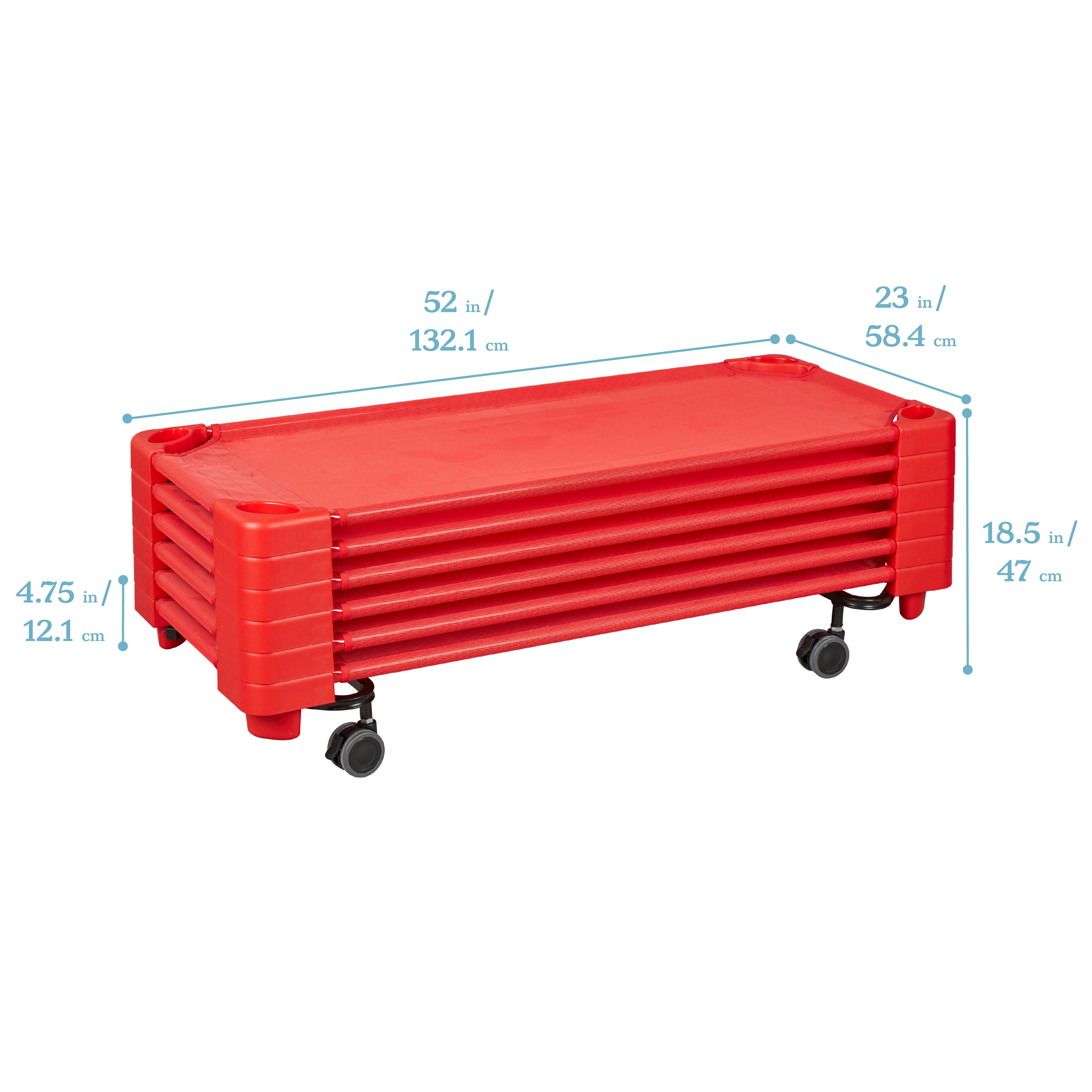 Stackable Kiddie Cots with Trolley, RTA, Standard, 6-Pack