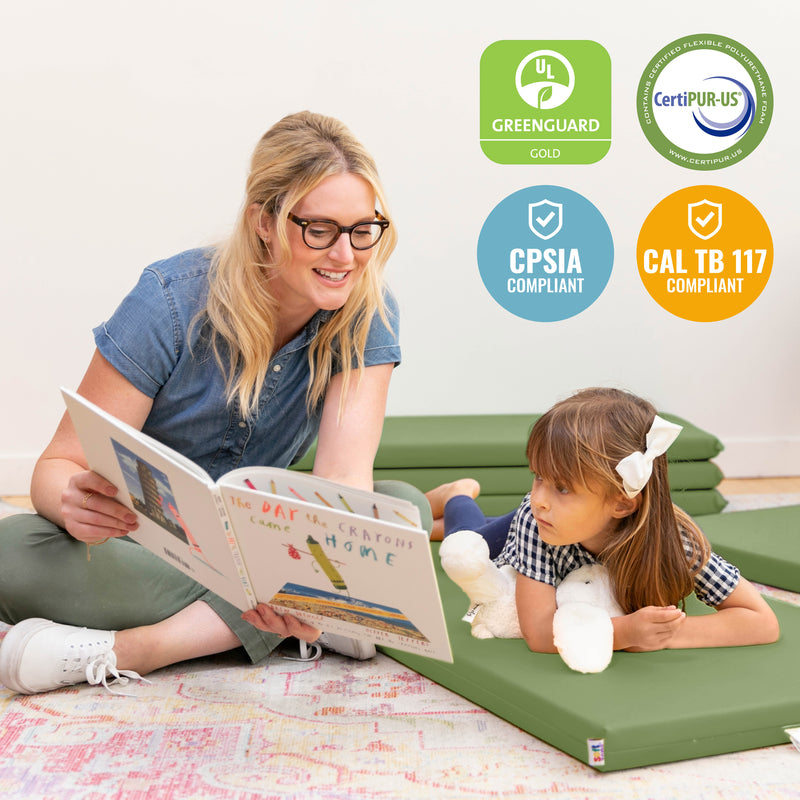 Rainbow Rest Nap Mats, Clear Name Tag Holder, 2in Thick - 5-Pack