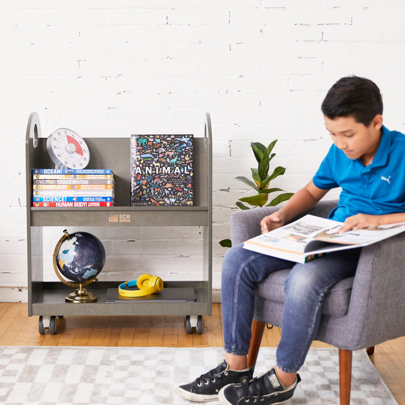 Mobile Book Cart with Countdown Timer, Classroom Bookshelf