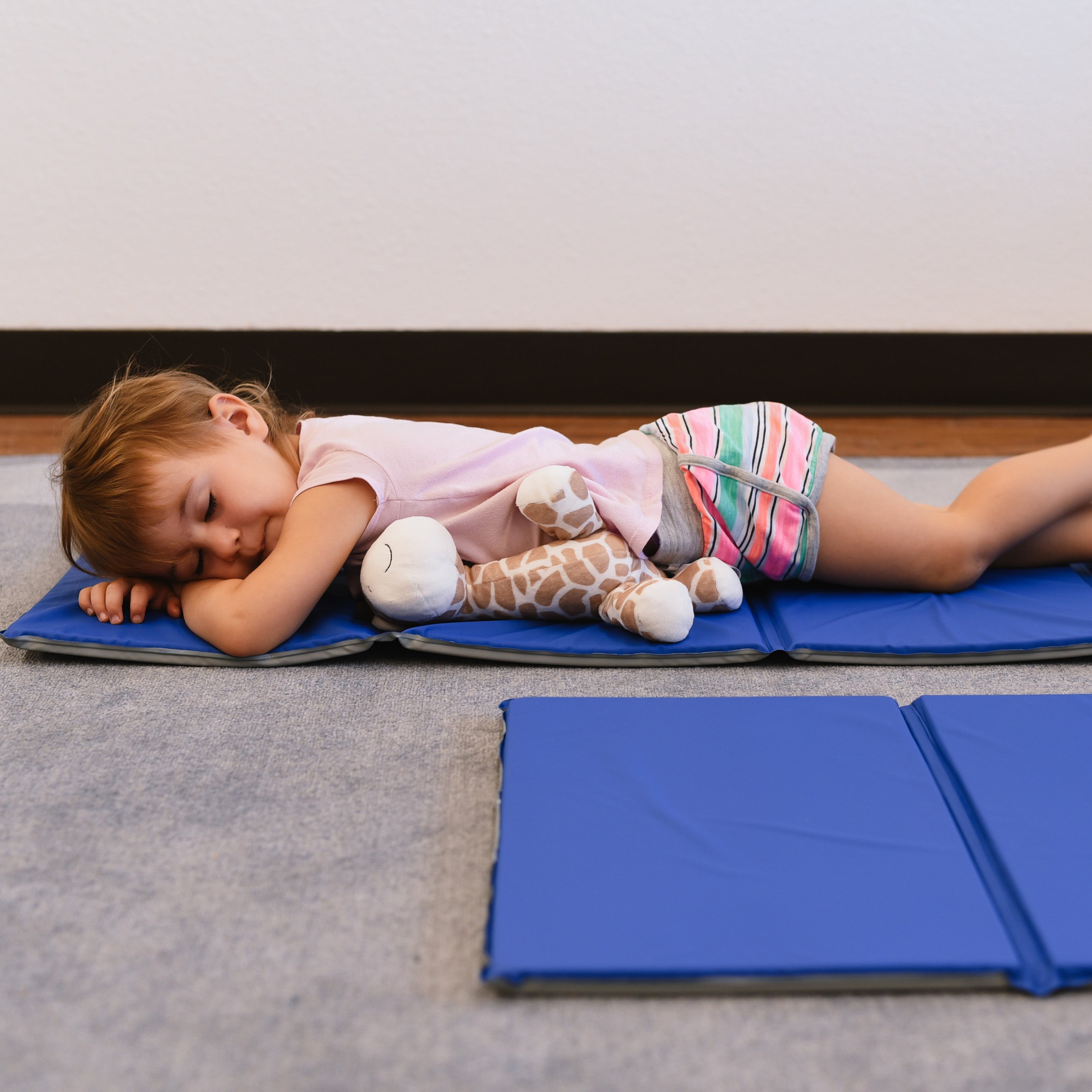 Everyday Folding Rest Mat, 4-Section, Sleeping Pad, Blue/Grey, 5-Pack
