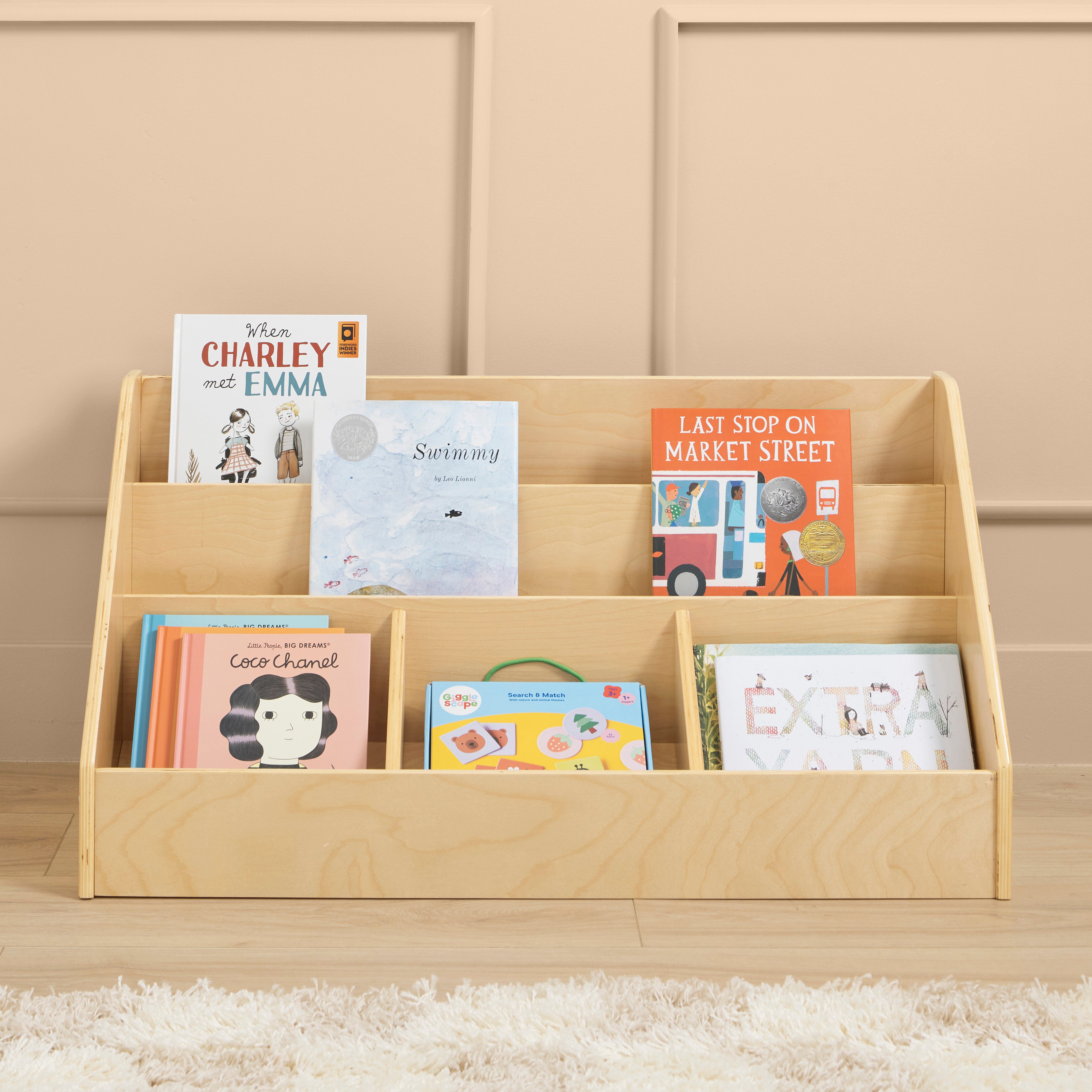 3-Tier Book Display with Storage Compartments
