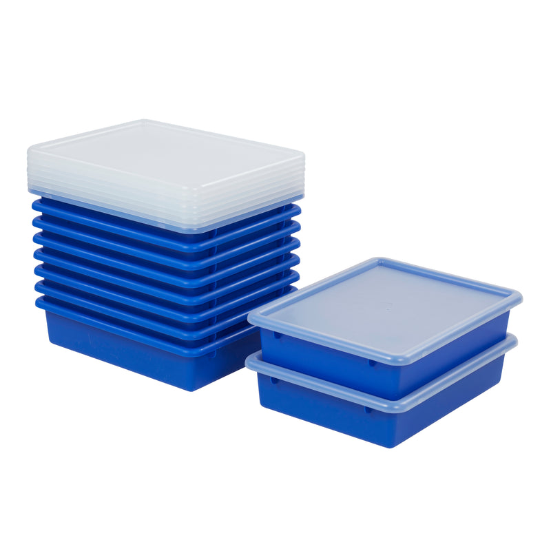 Letter Size Tray with Lid, Flat Storage Bin, 10-Pack