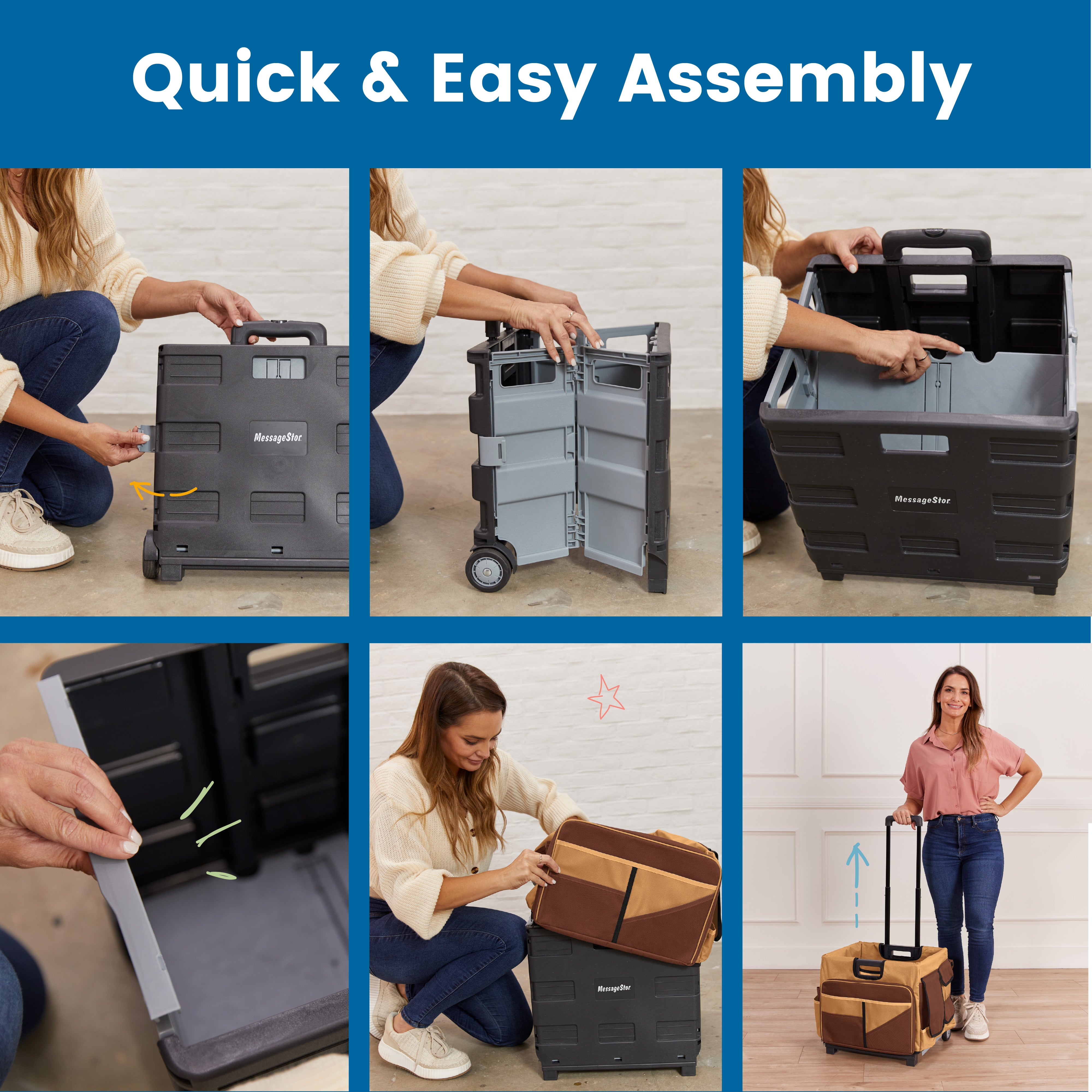 Universal Rolling Cart with Canvas Organizer Bag, Mobile Storage