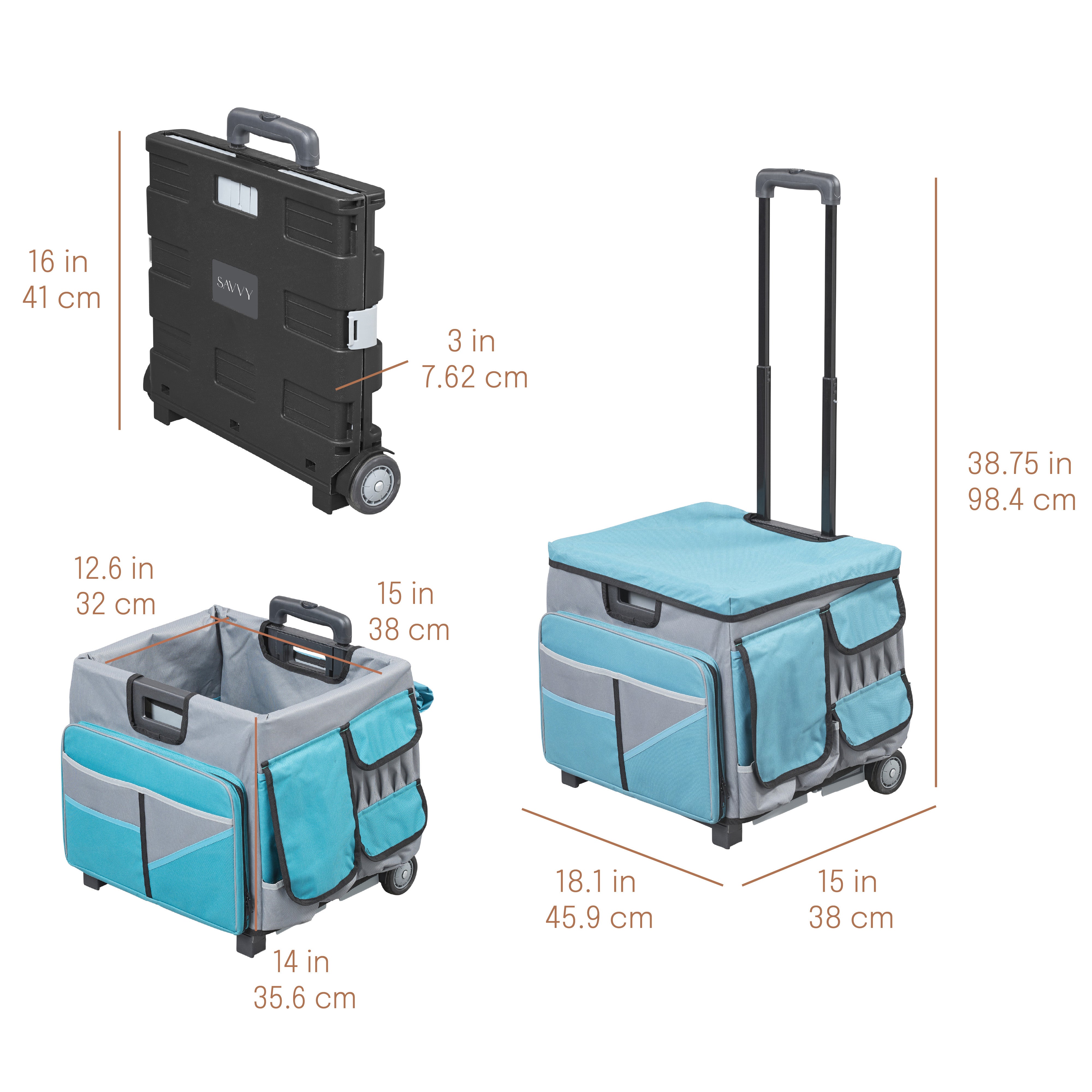 Mobile Folding Utility Cart with Canvas Storage Organizer Bag