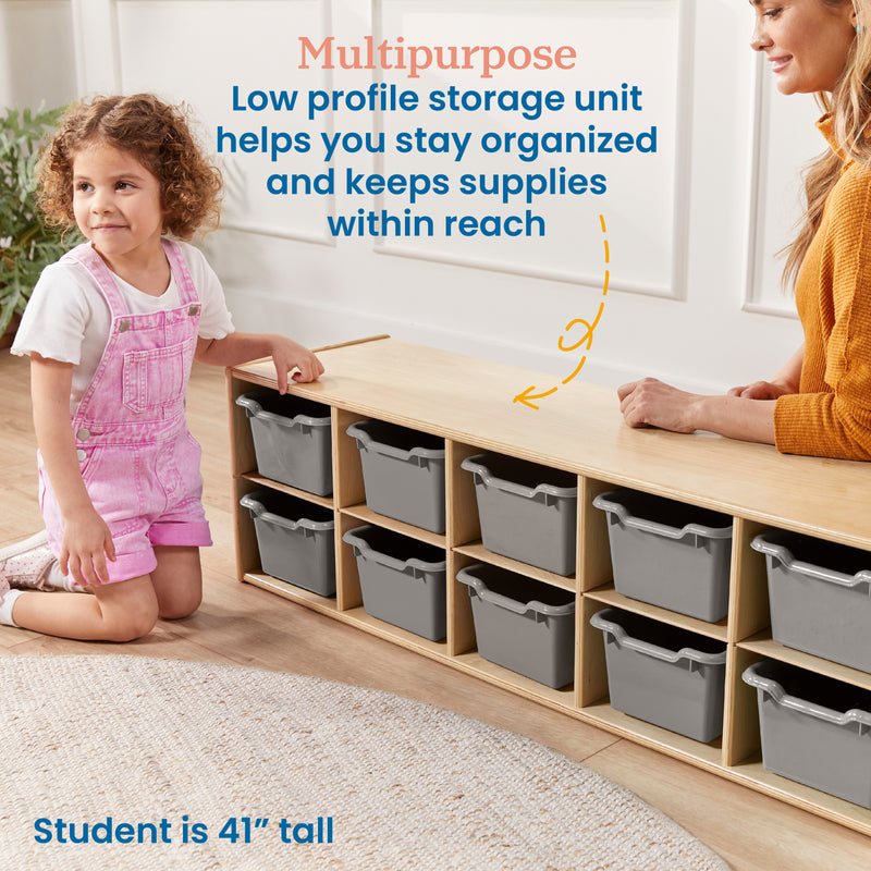 Streamline 10 Cubby Tray Cabinet with Scoop Front Storage Bins, 2x5