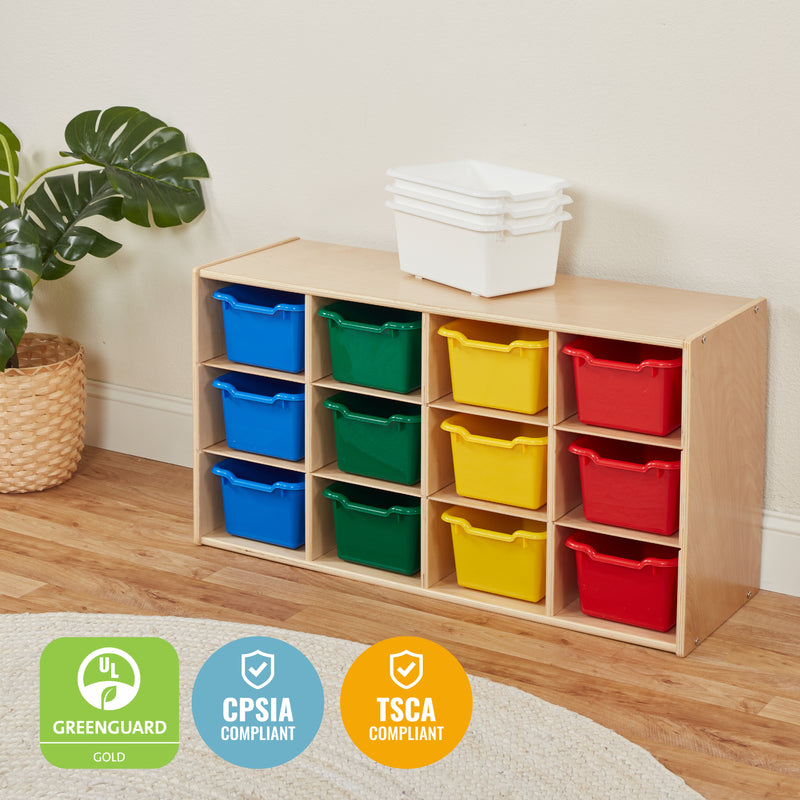 Streamline 15 Cubby Tray Cabinet with Scoop Front Storage Bins, 3x5