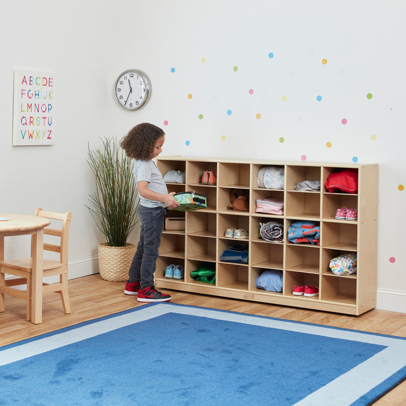 30 Cubby Mobile Tray Cabinet with 30 Scoop Front Storage Bins