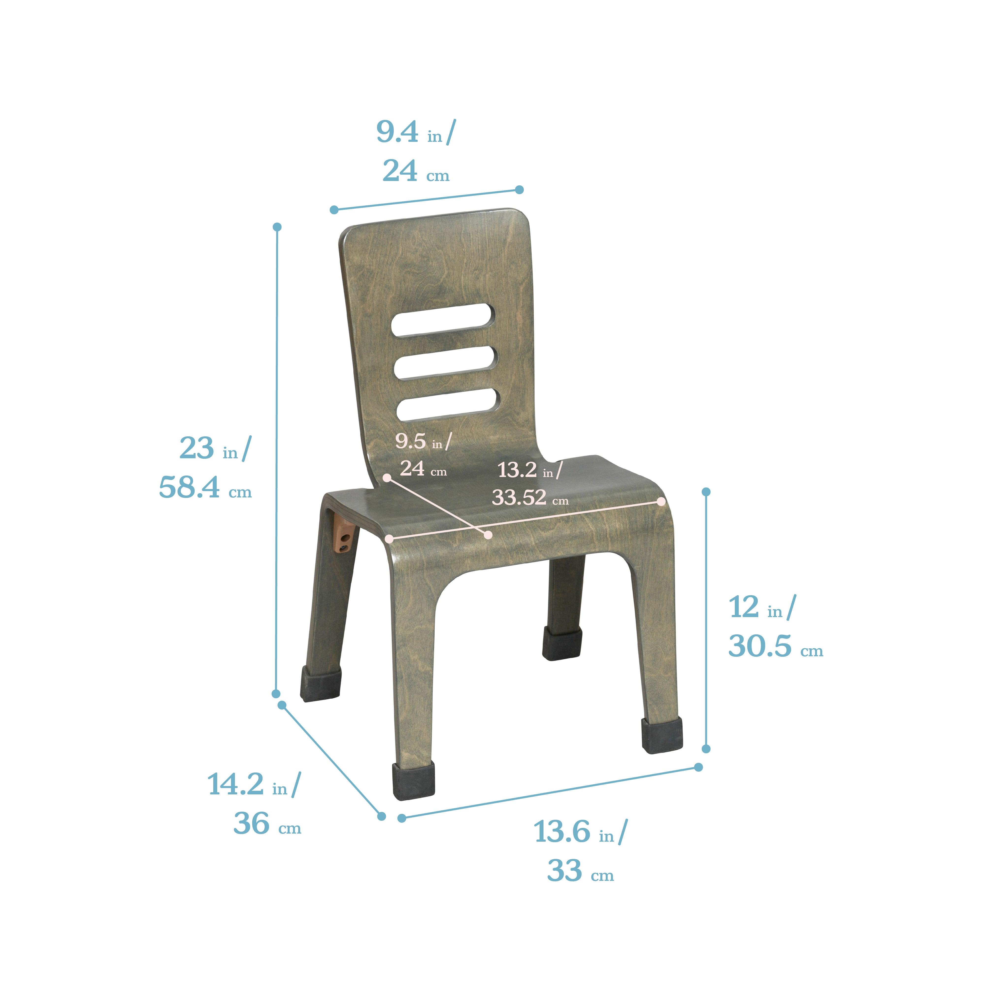 Bentwood Chair, 12in Seat Height, Stackable Seats, 2-Pack