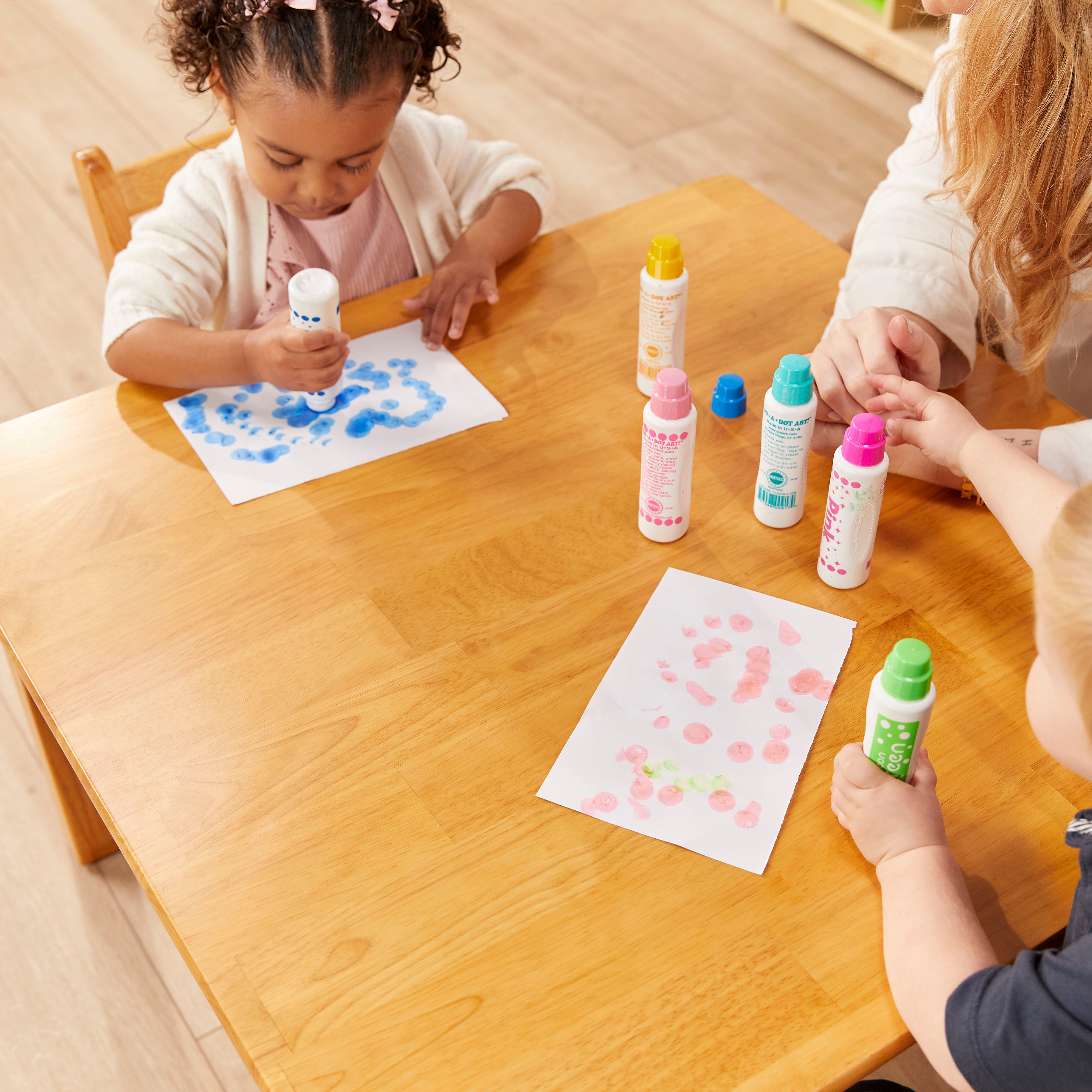 30in x 30in Square Hardwood Table with 16in Legs and Two 8in Chairs, 3-Piece
