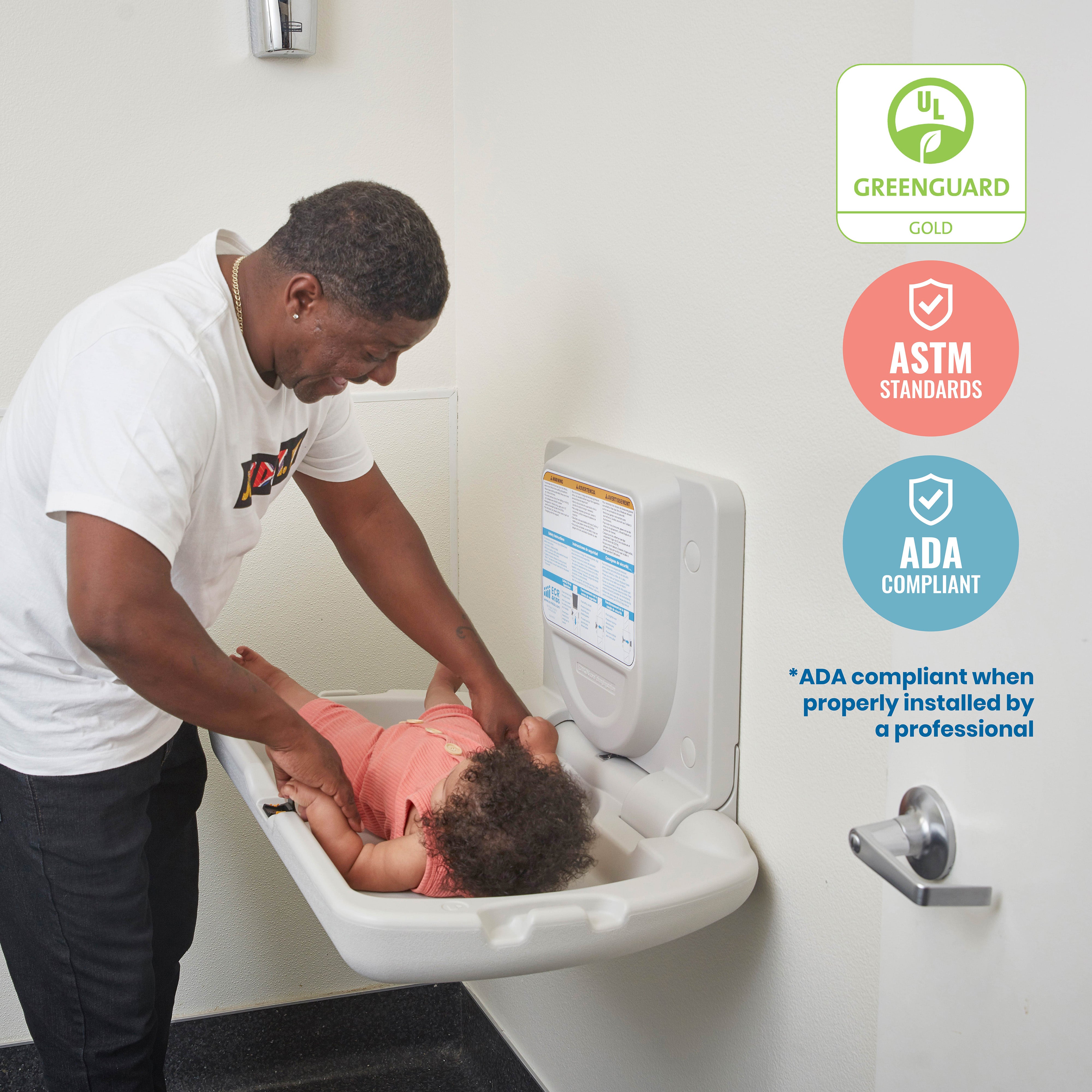 Horizontal Wall-Mounted Changing Station with Slim Back