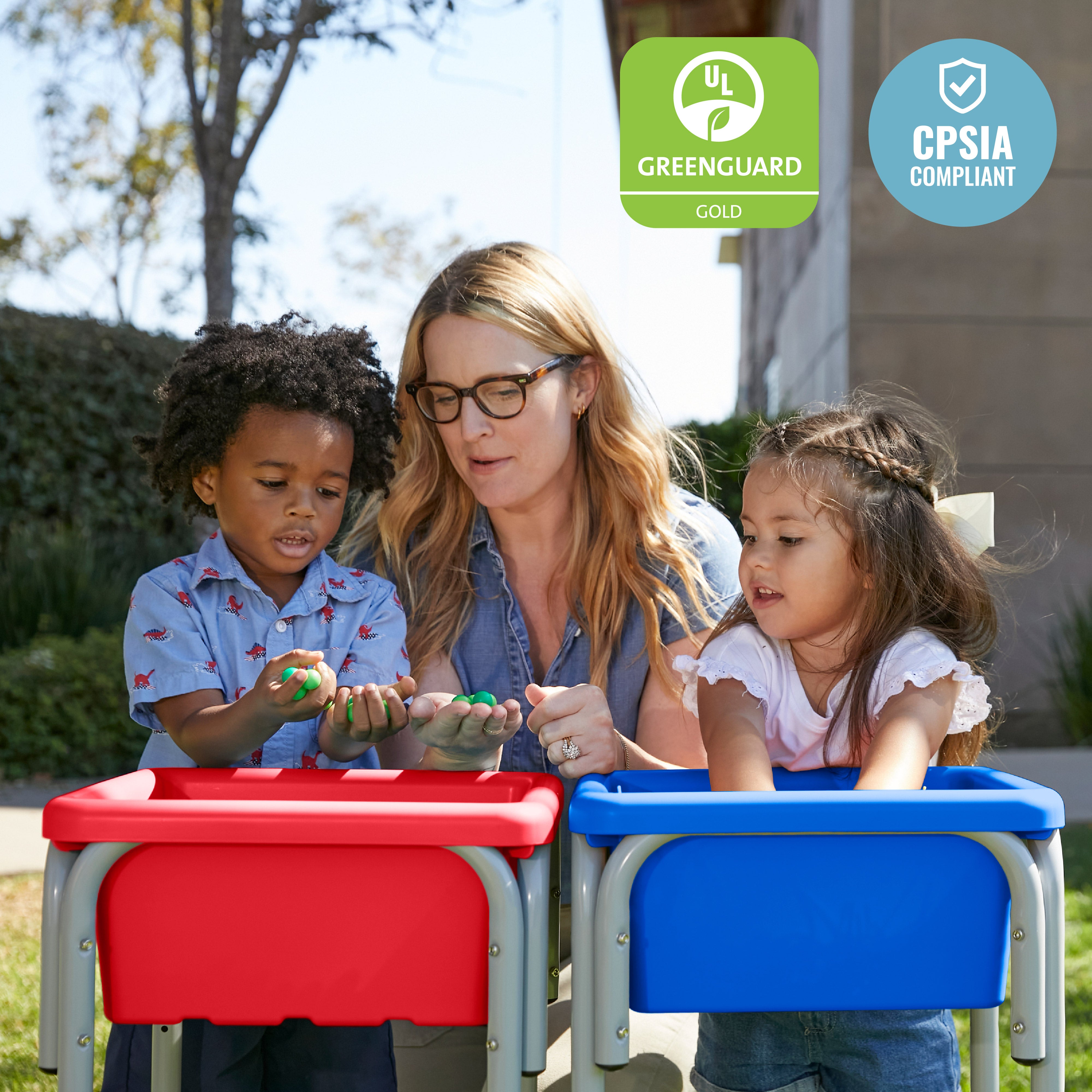 2-Station Sand and Water Adjustable Play Table, Sensory Bins
