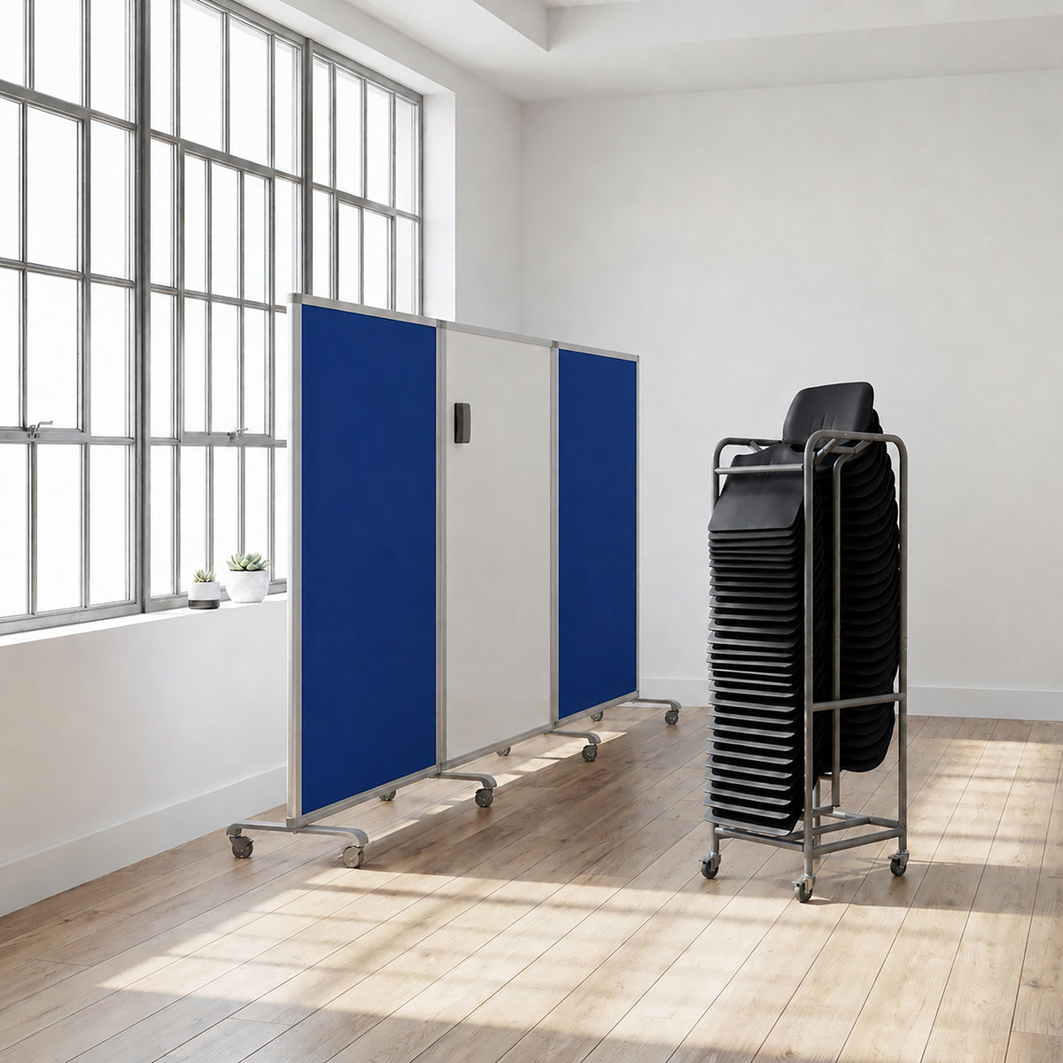 Surf Mobile Learning Package with Lap Desks, Storage Rack and 3-Panel Room Divider