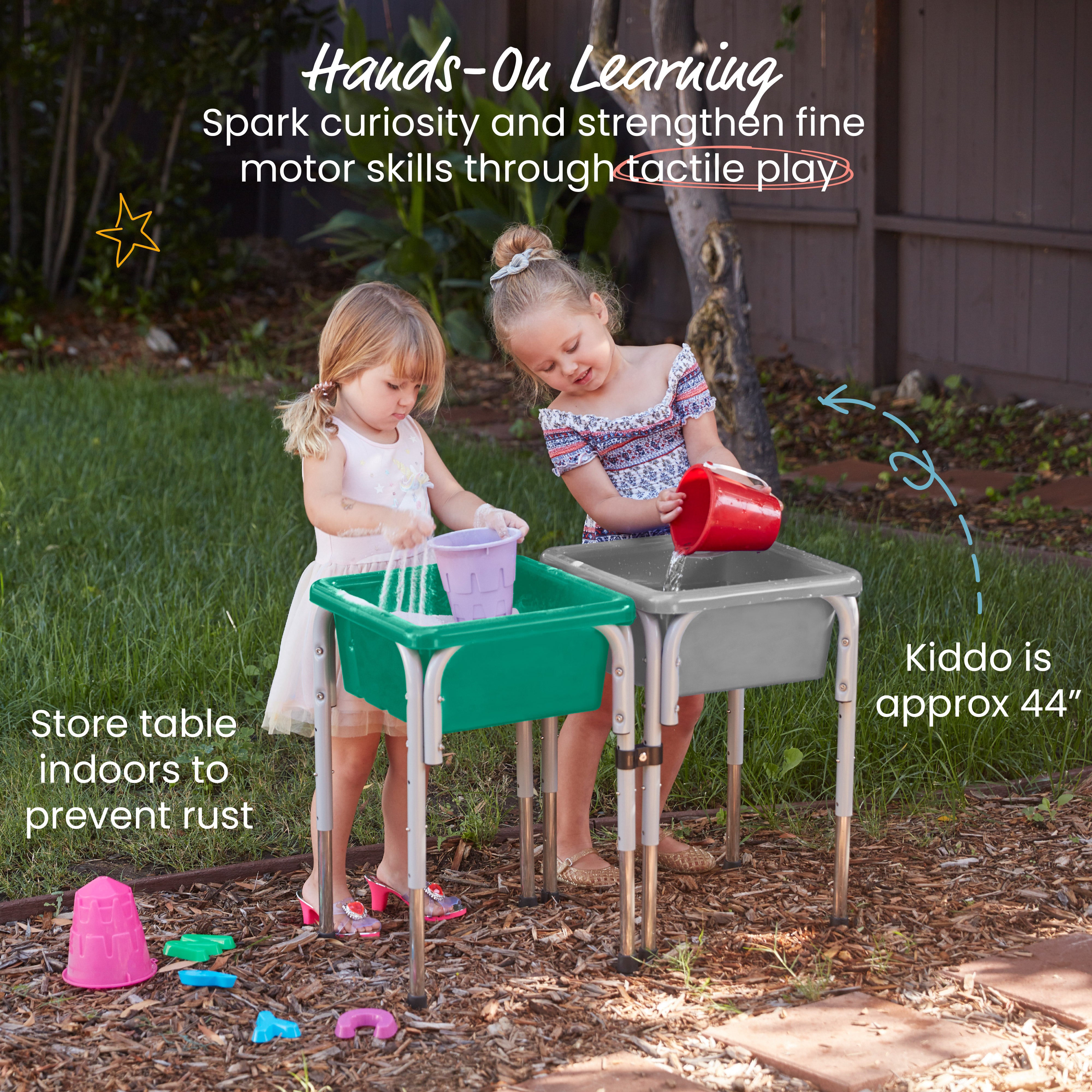 2-Station Sand and Water Adjustable Play Table, Sensory Bins