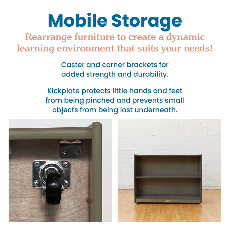 2-Shelf Mobile Storage Cabinet with Back